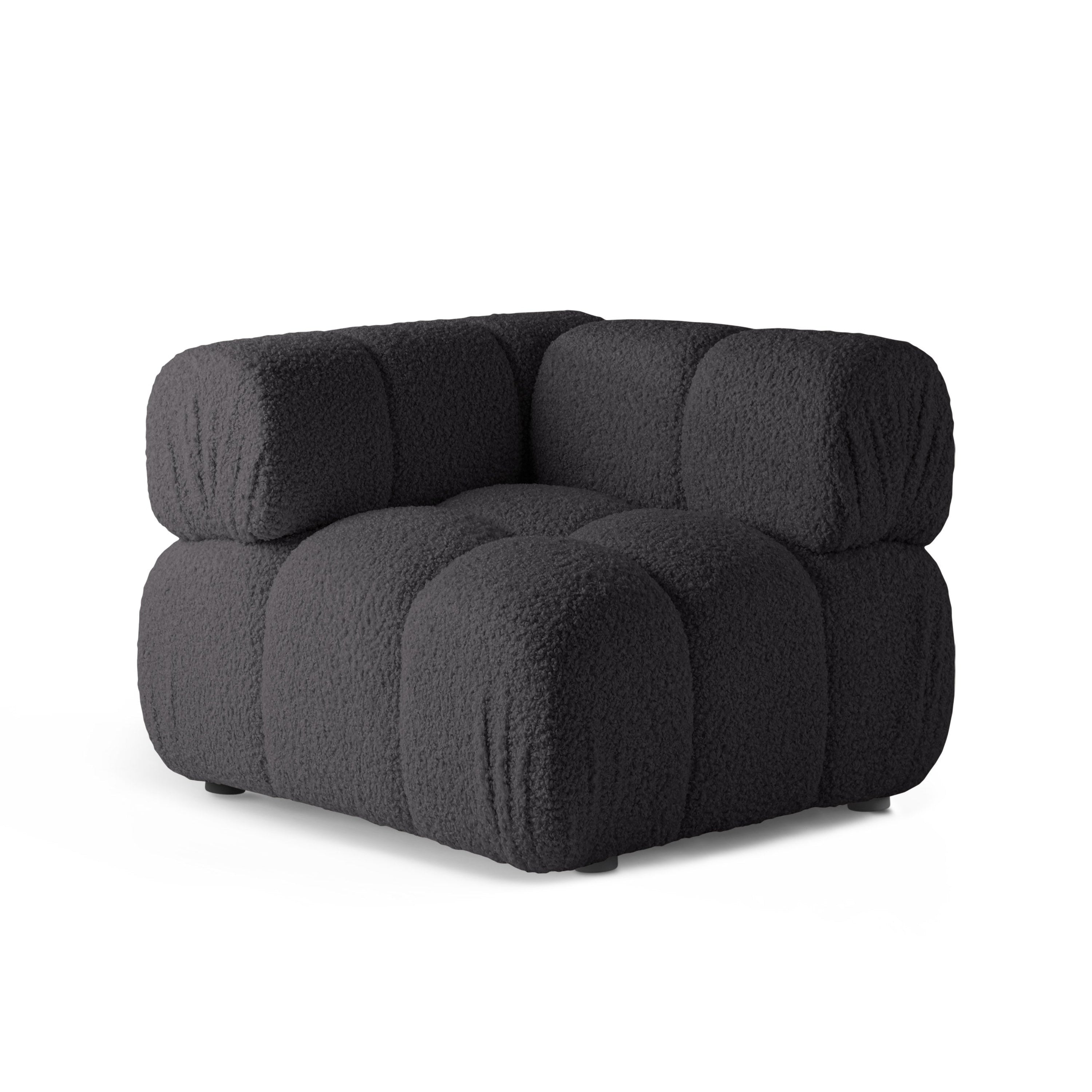Sofa modułowa BELLIS - moduł narożny grafitowy boucle
