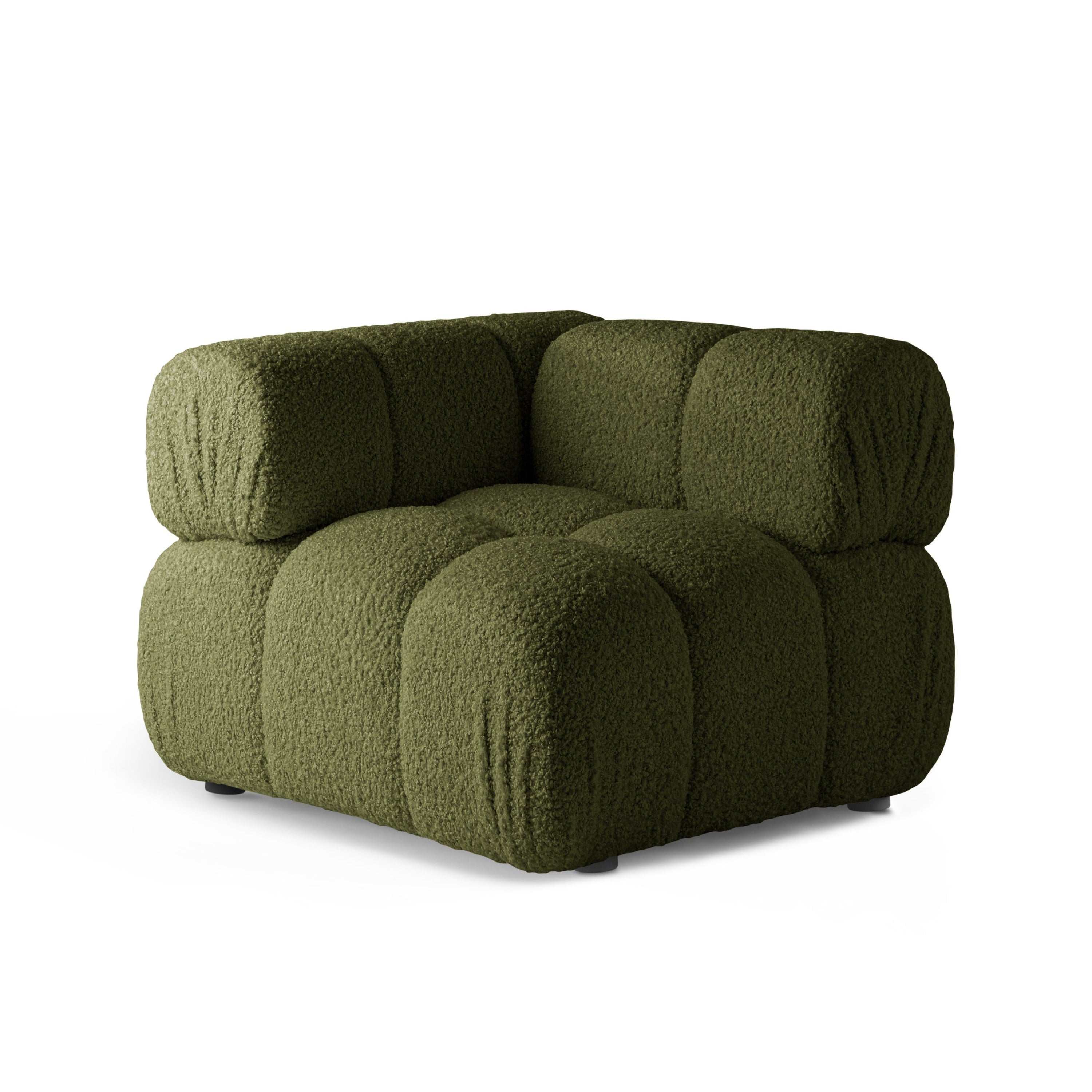 Sofa modułowa BELLIS - moduł narożny zielony boucle