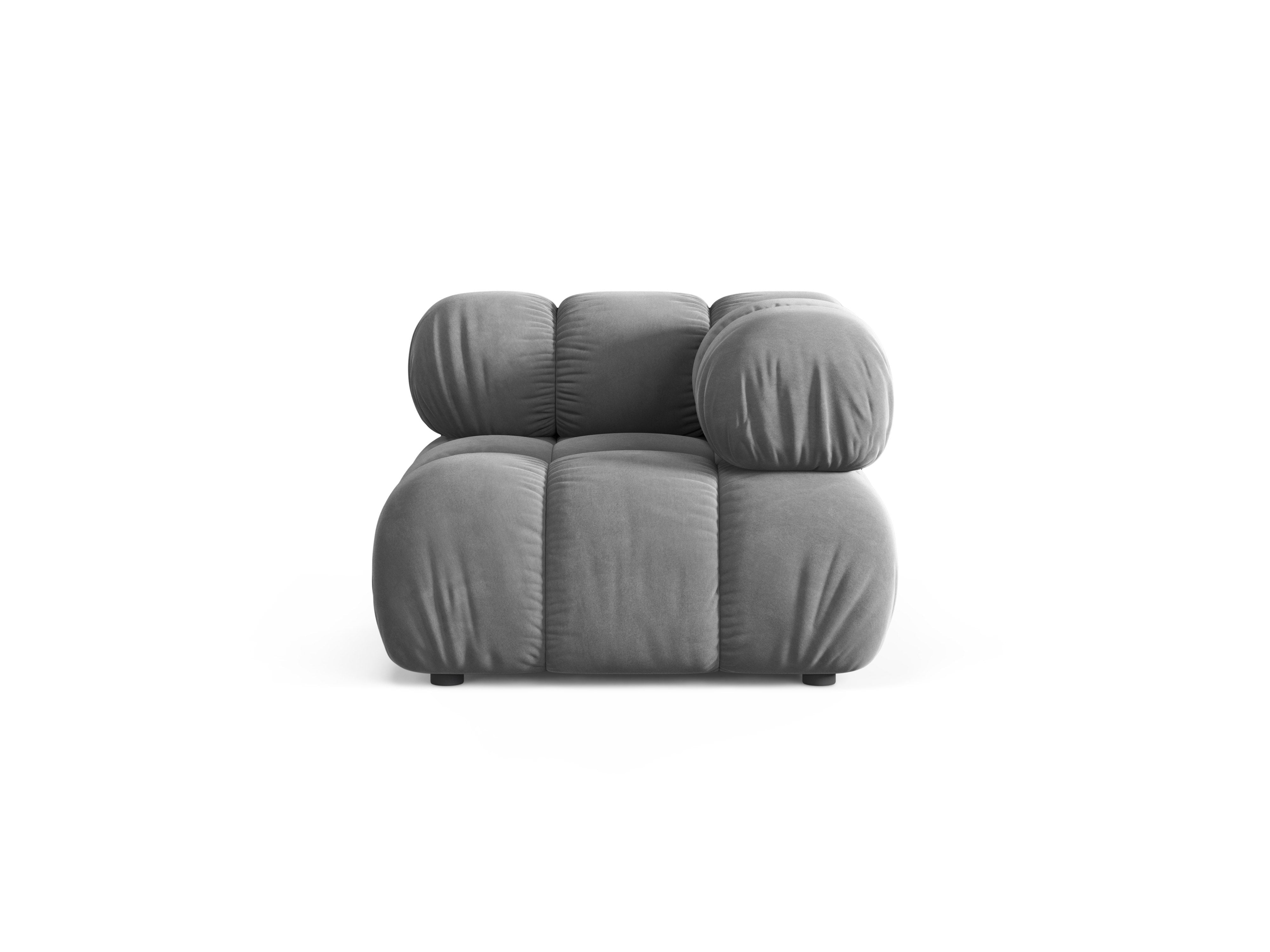 Sofa modułowa BELLIS - moduł narożny szary welur