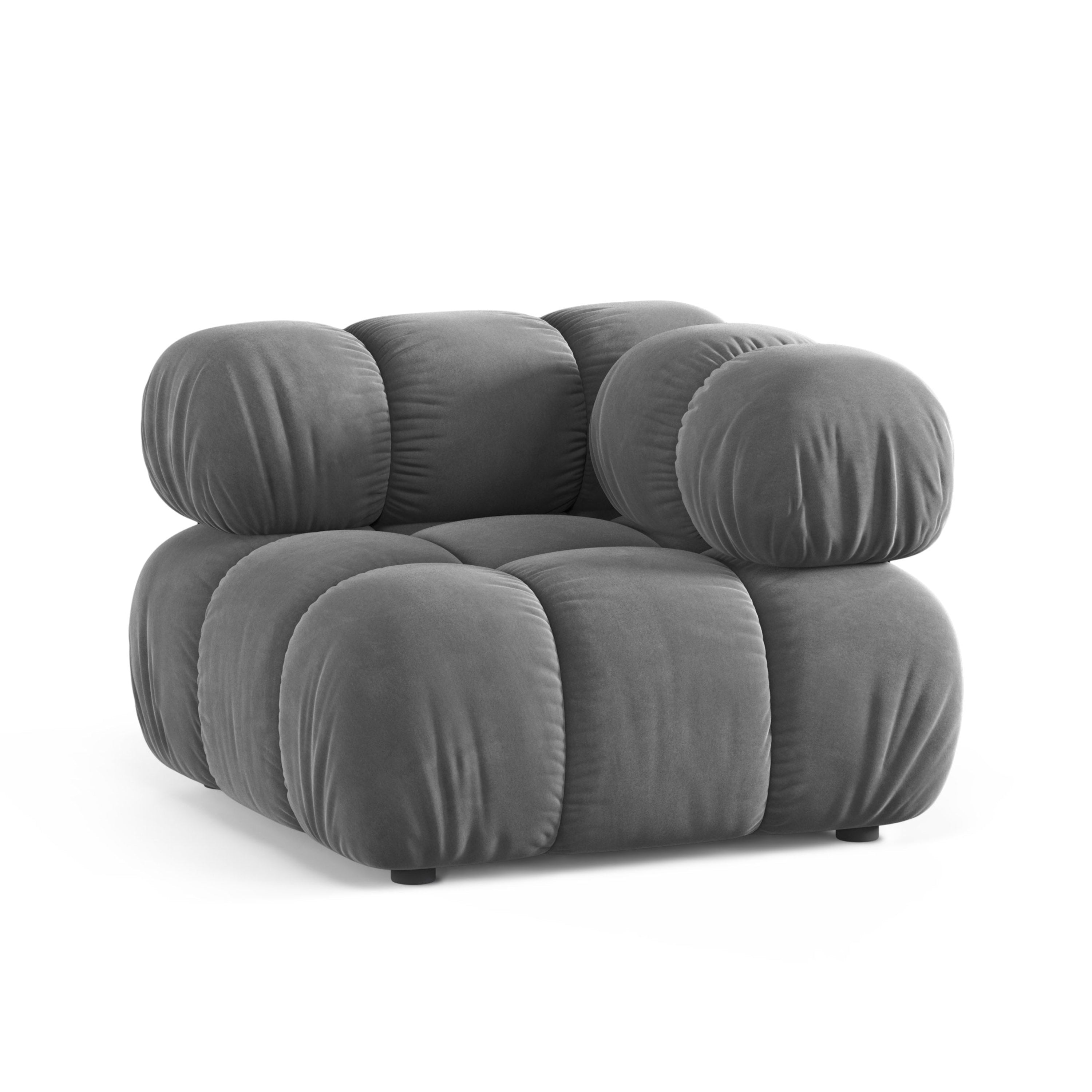 Sofa modułowa BELLIS - moduł narożny szary welur