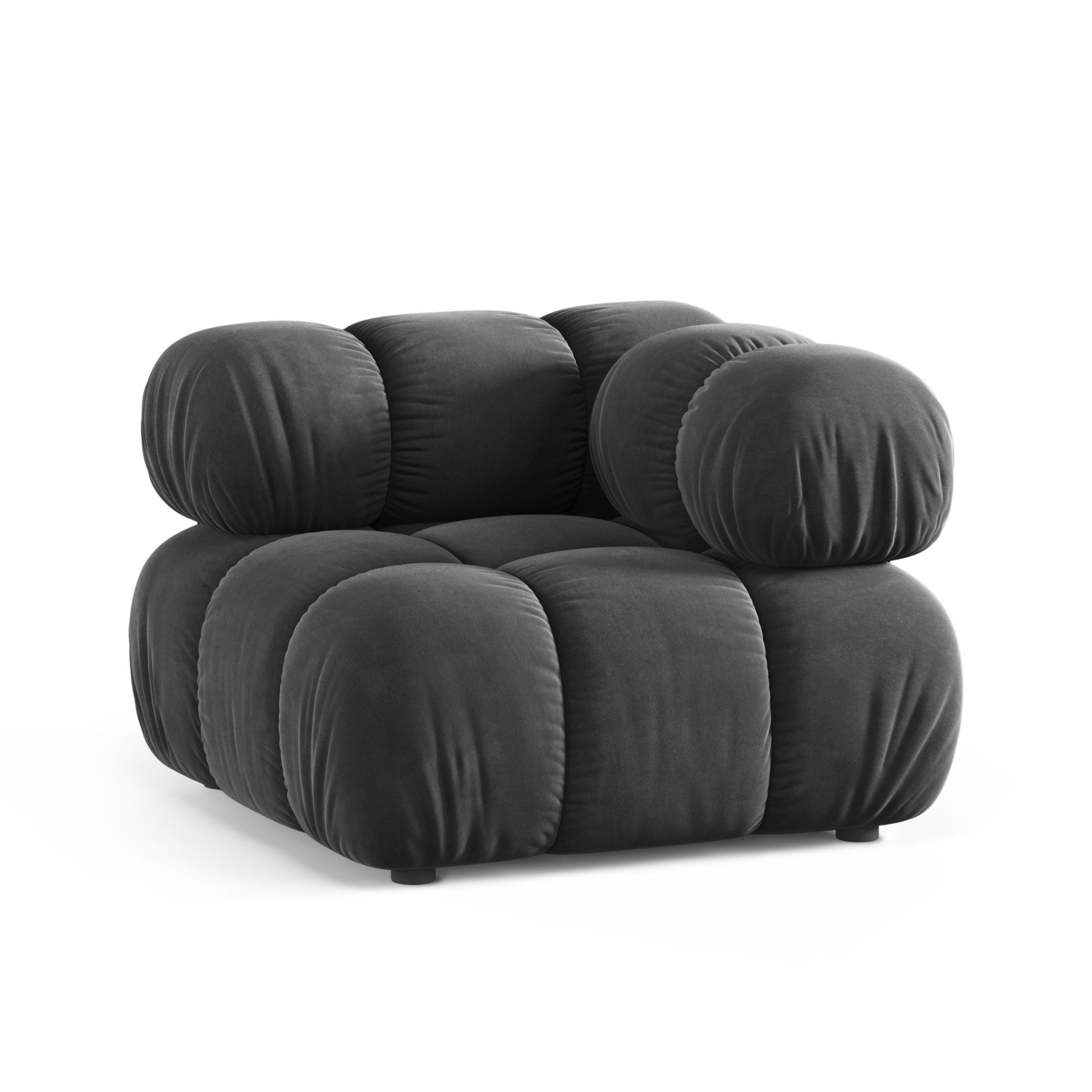 Sofa modułowa BELLIS - moduł narożny ciemnoszary welur