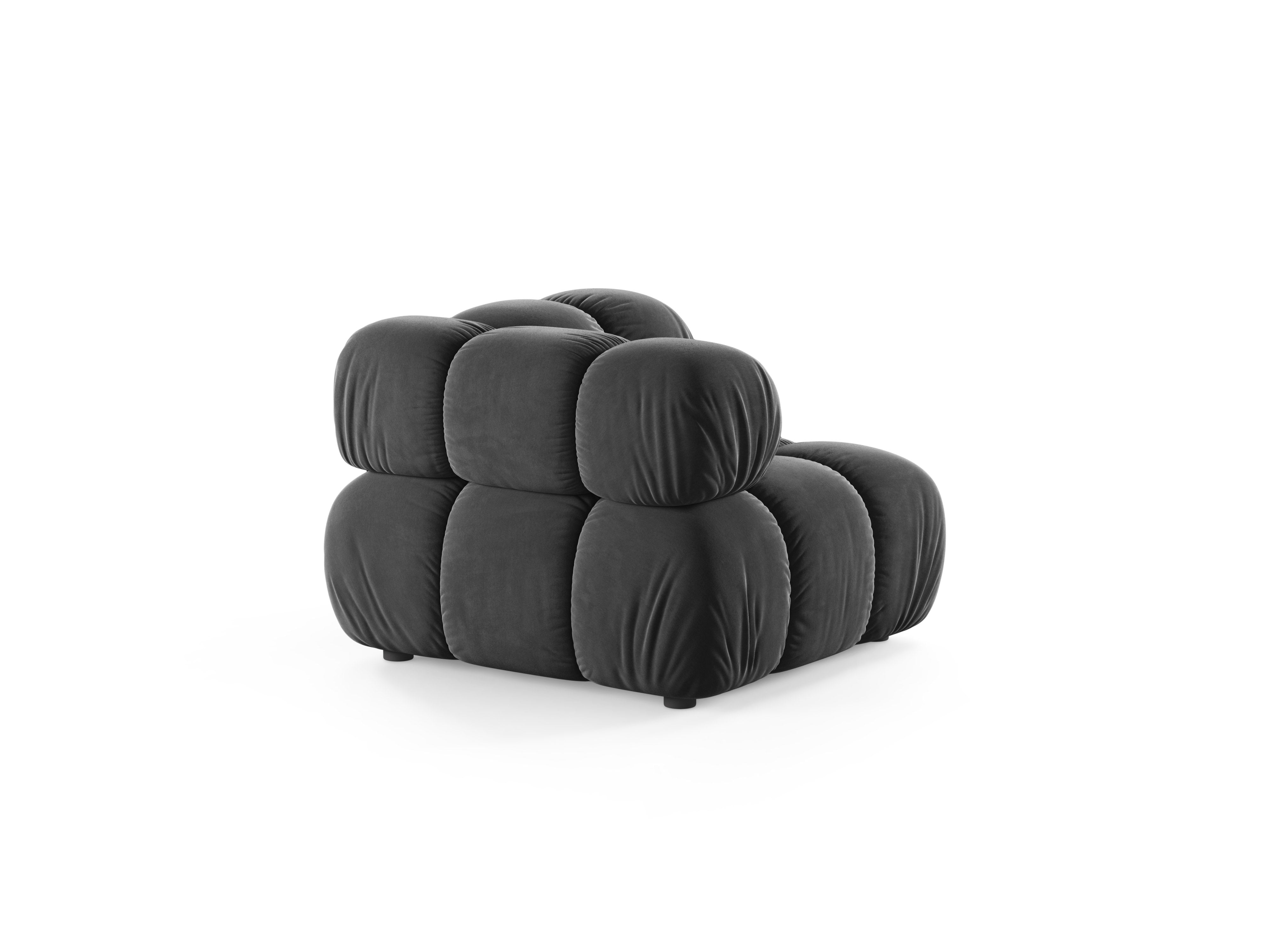Sofa modułowa BELLIS - moduł narożny ciemnoszary welur