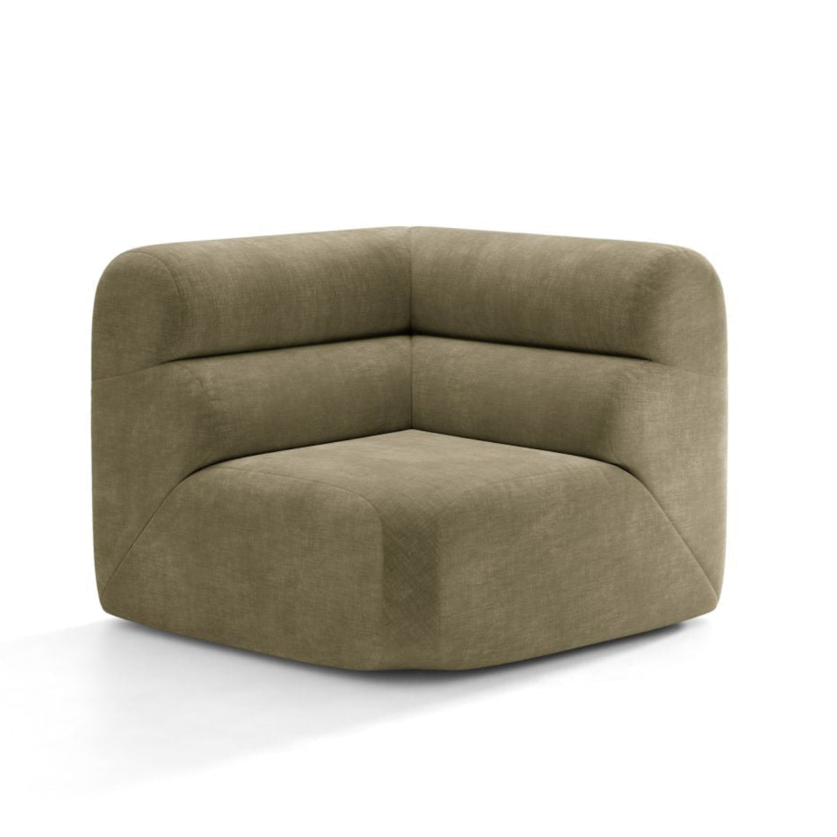 Sofa modułowa NEO - moduł narożny oliwkowy szenil