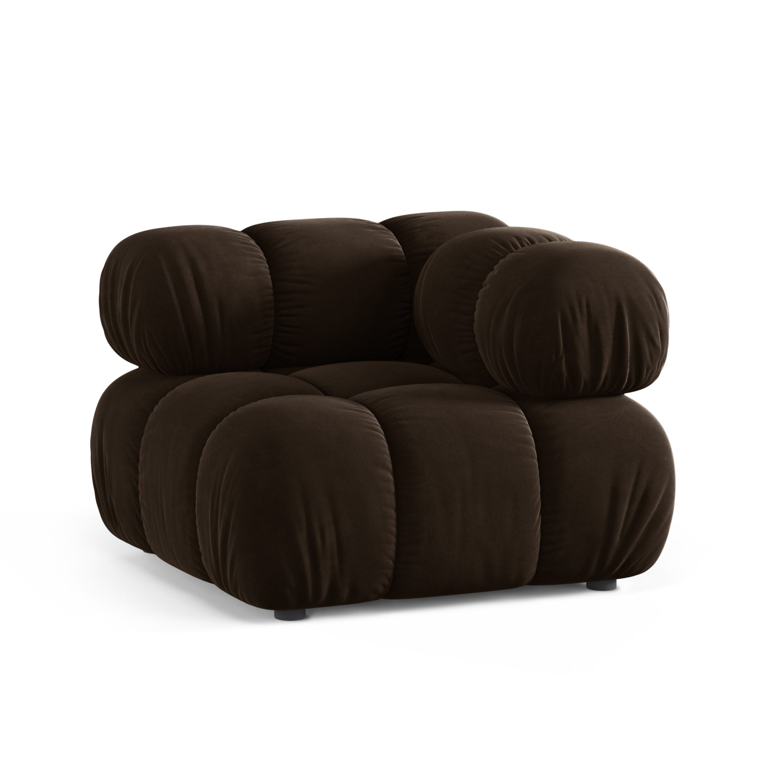 Sofa modułowa aksamitna BELLIS - moduł narożny czekoladowy