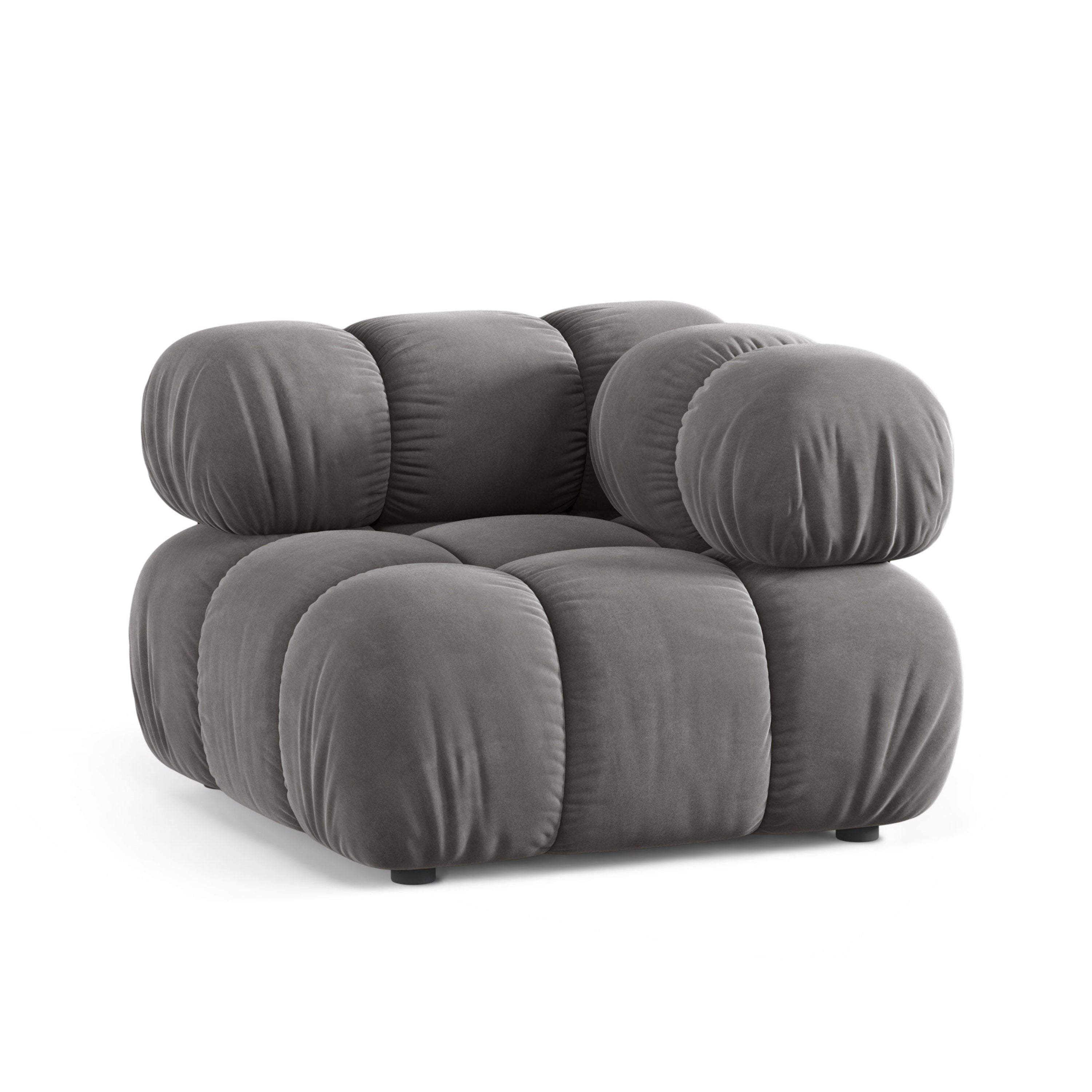 Sofa modułowa aksamitna BELLIS - moduł narożny szary