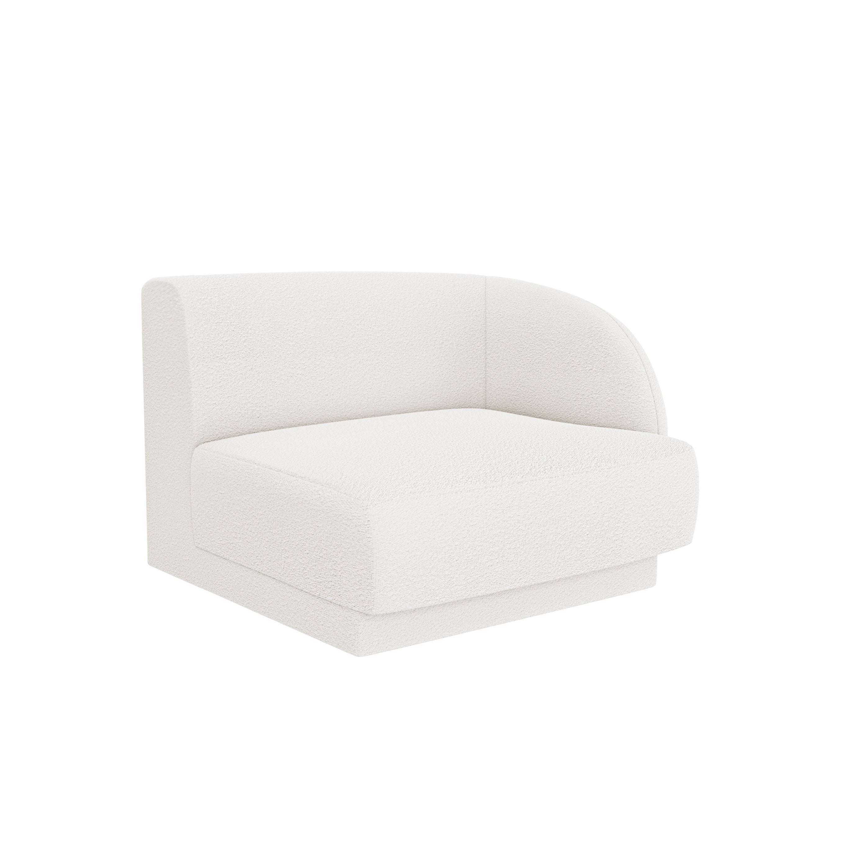 Sofa modułowa MILEY - moduł prawostronny biały boucle