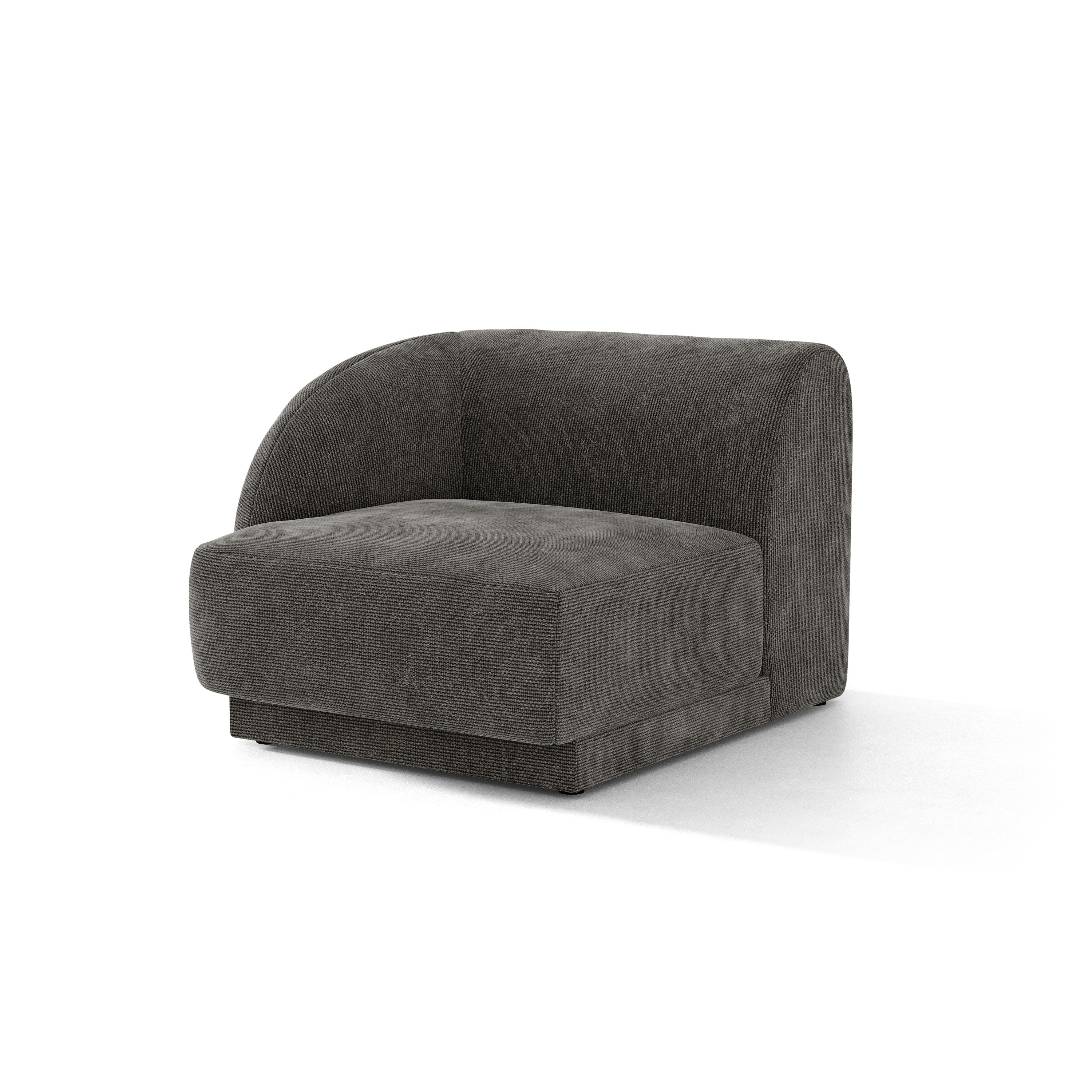 Sofa modułowa MILEY - moduł lewostronny szary szenil jedwabisty do salonu
