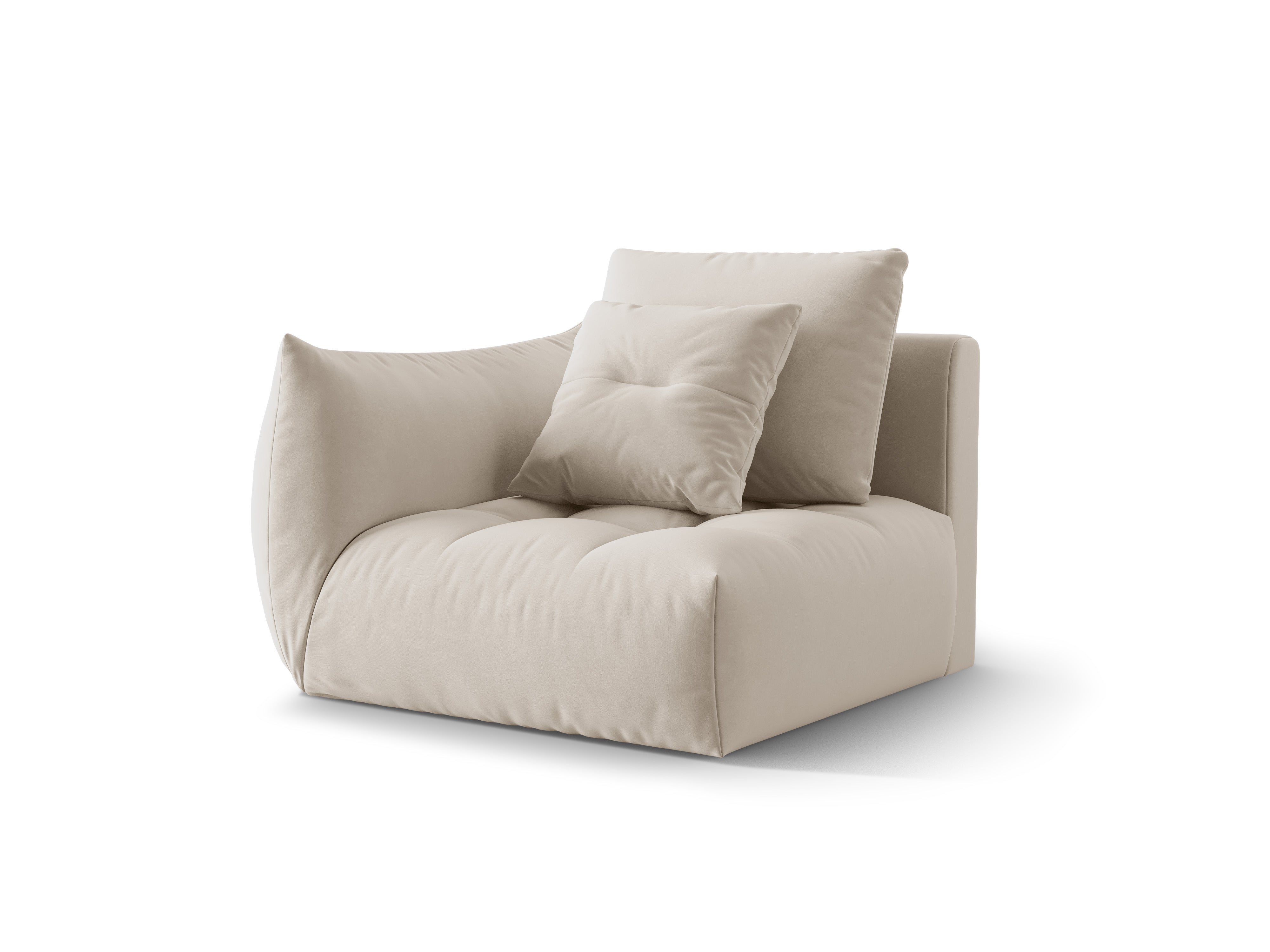 Sofa modułowa aksamitna BLOOM - element lewostronny ecru