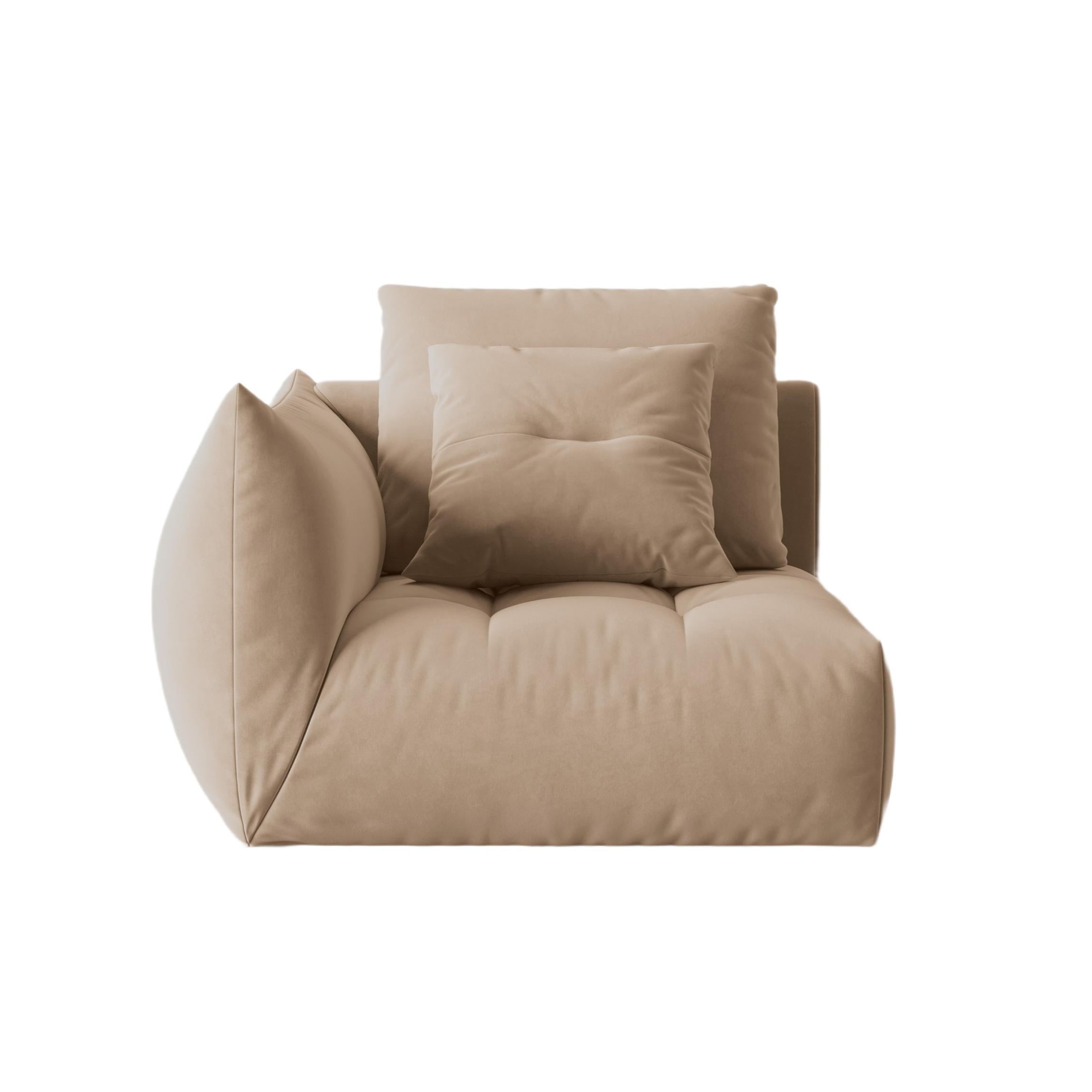 Sofa modułowa aksamitna BLOOM - element lewostronny piaskowy