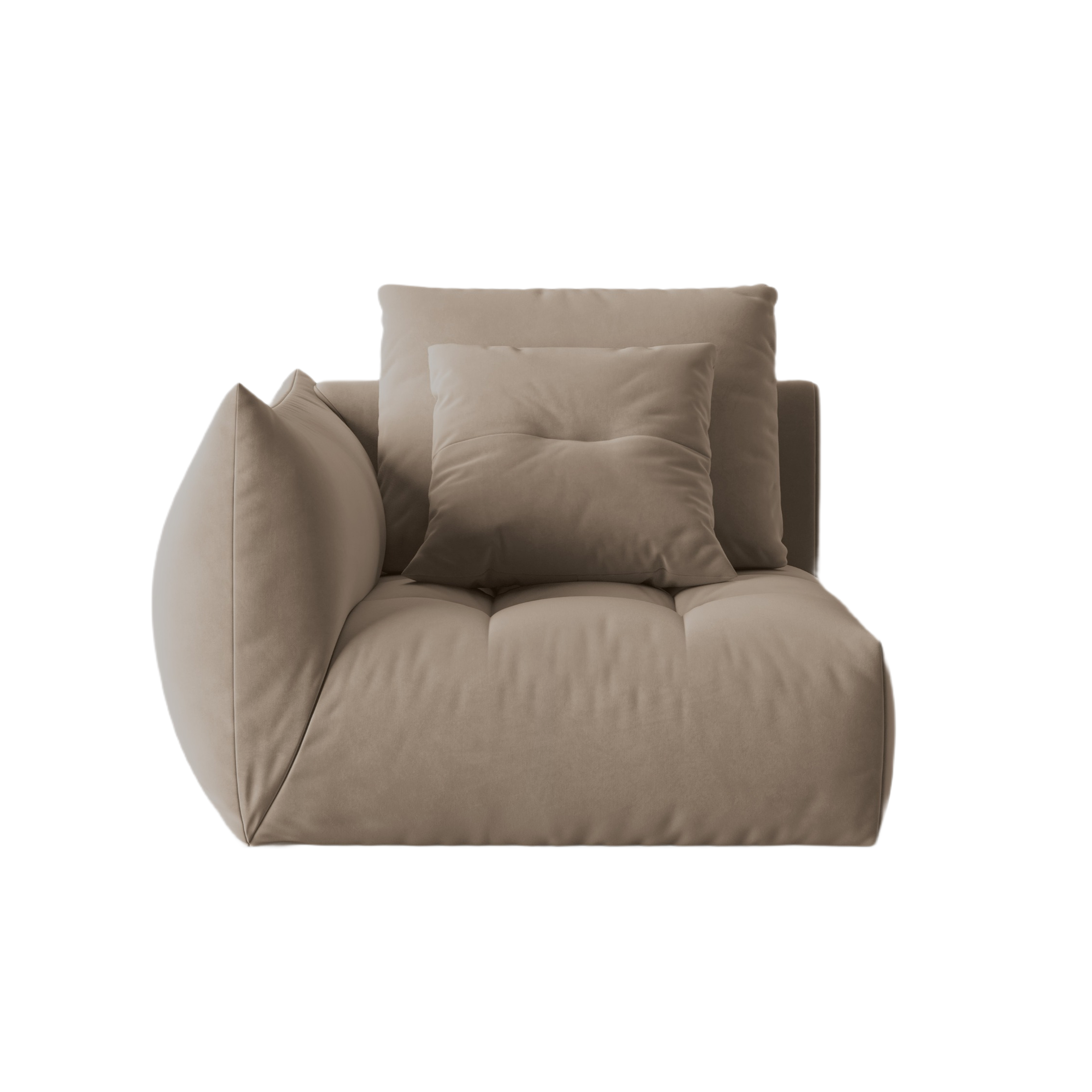 Sofa modułowa aksamitna BLOOM - element lewostronny jasnobrązowy
