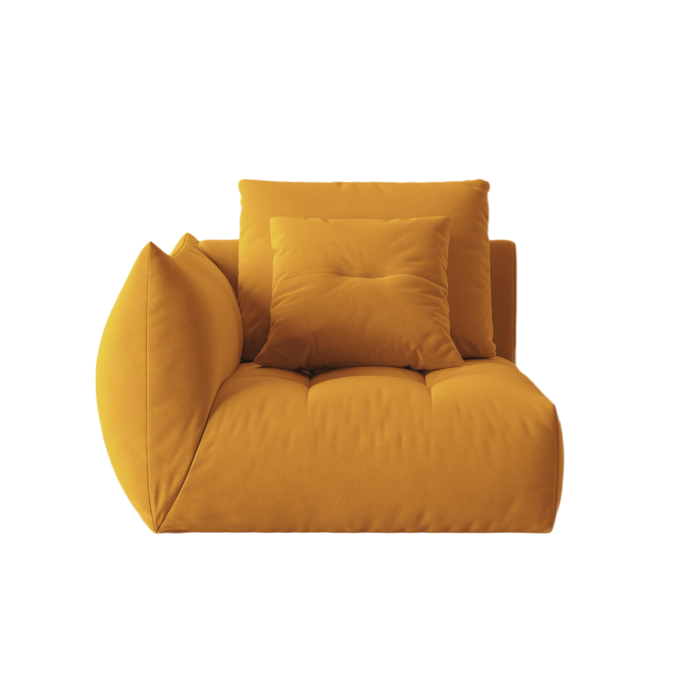Sofa modułowa aksamitna BLOOM - element lewostronny żółty