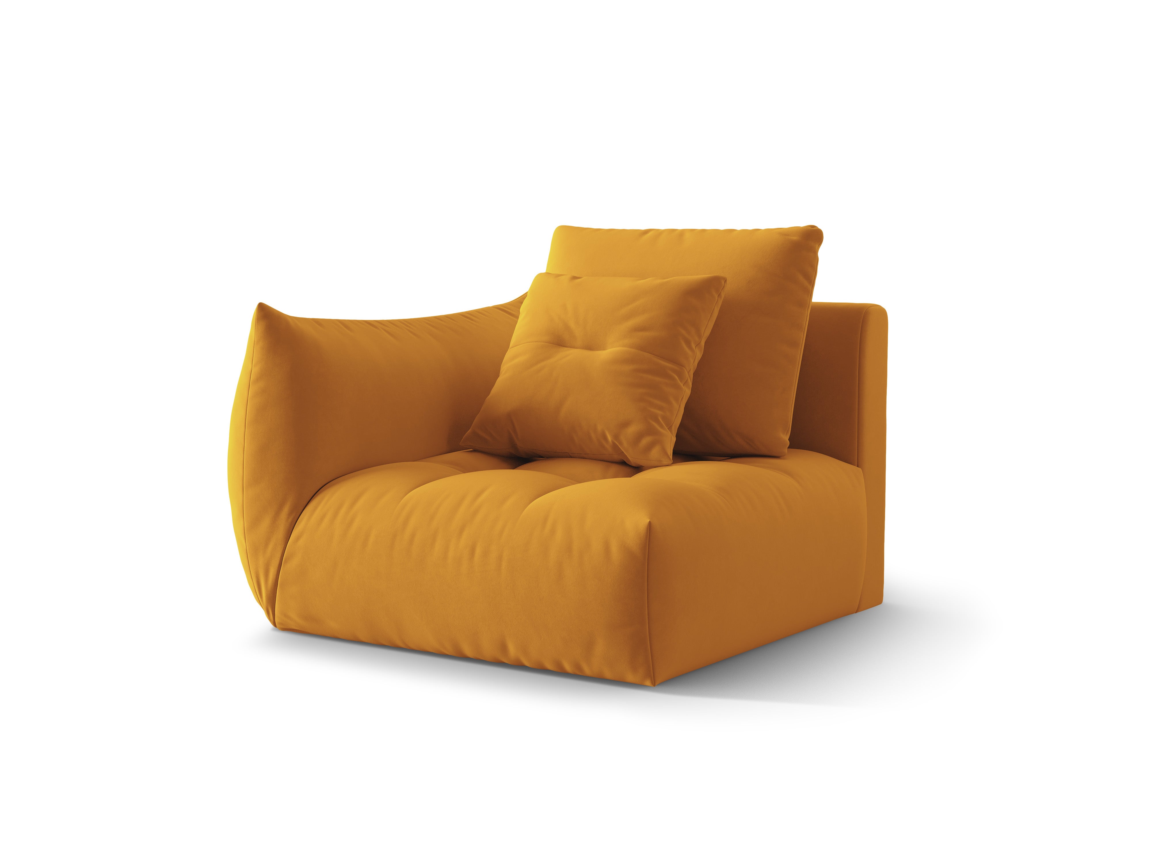 Sofa modułowa aksamitna BLOOM - element lewostronny żółty