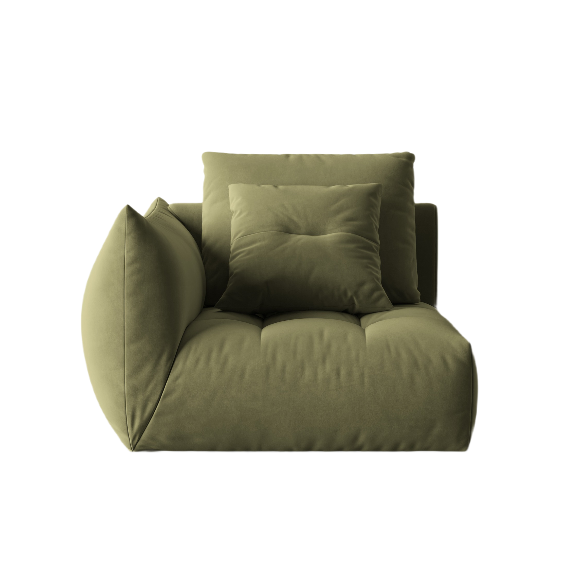 Sofa modułowa aksamitna BLOOM - element lewostronny zielony