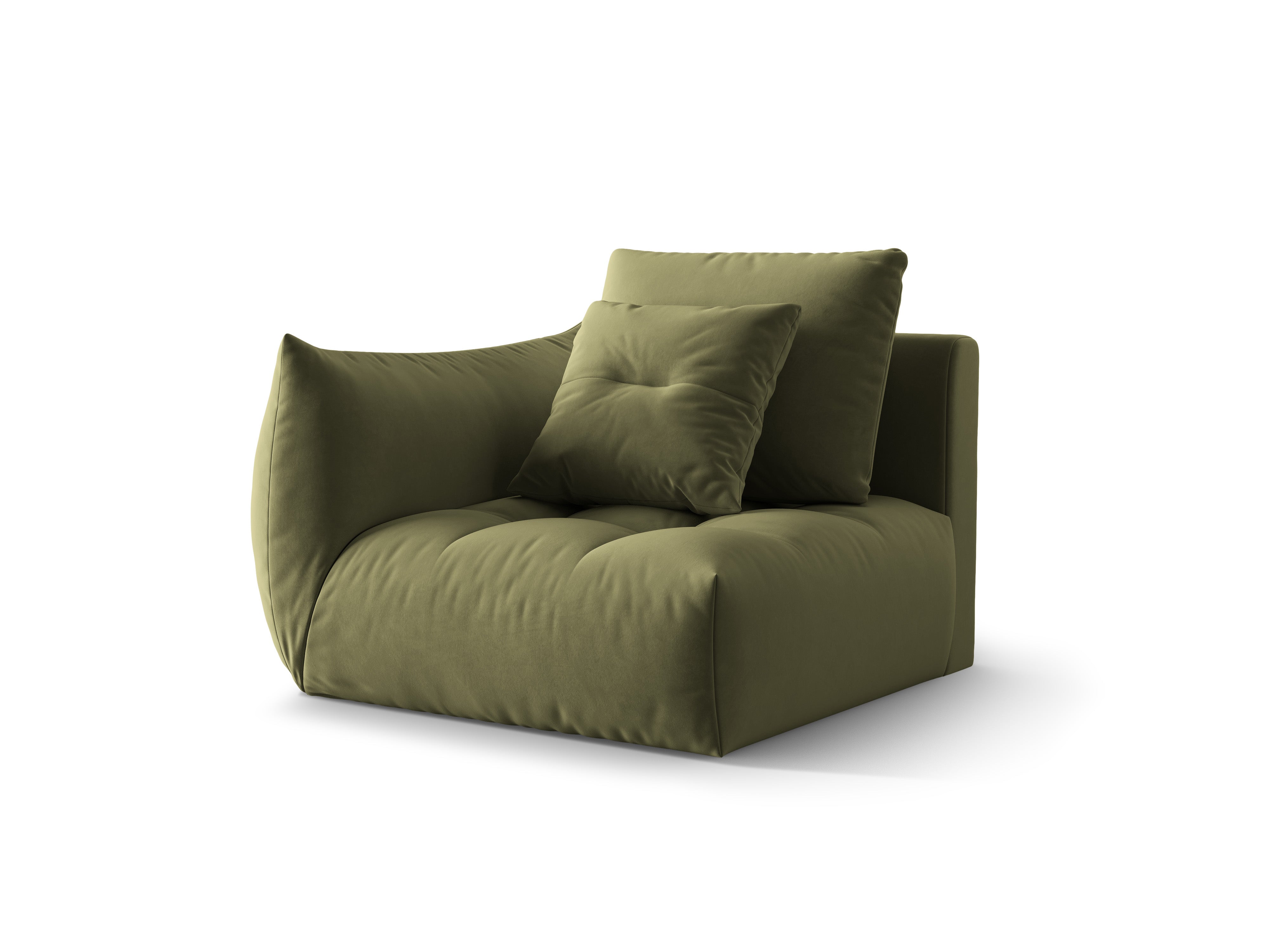 Sofa modułowa aksamitna BLOOM - element lewostronny zielony