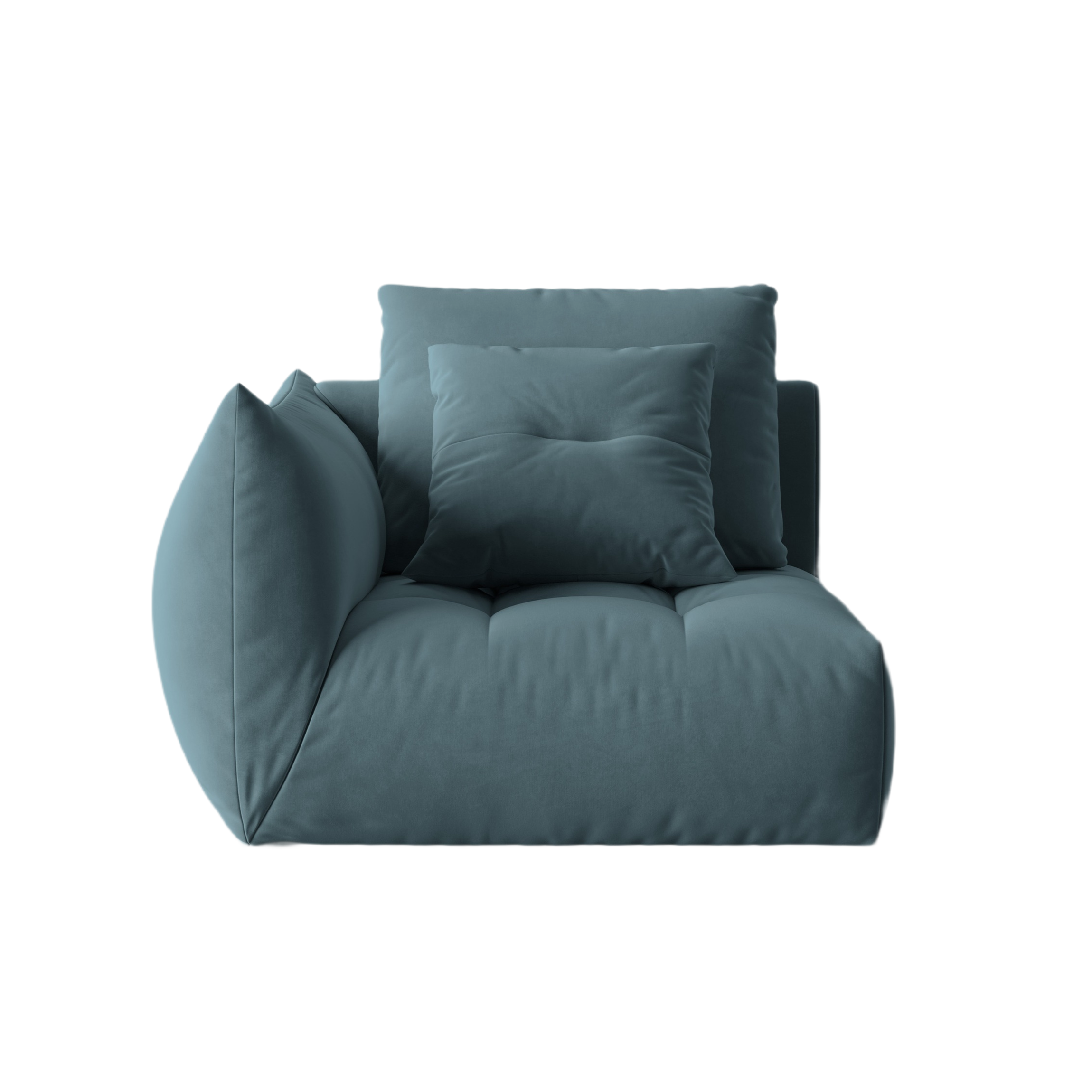 Sofa modułowa aksamitna BLOOM - element lewostronny jasnoniebieski