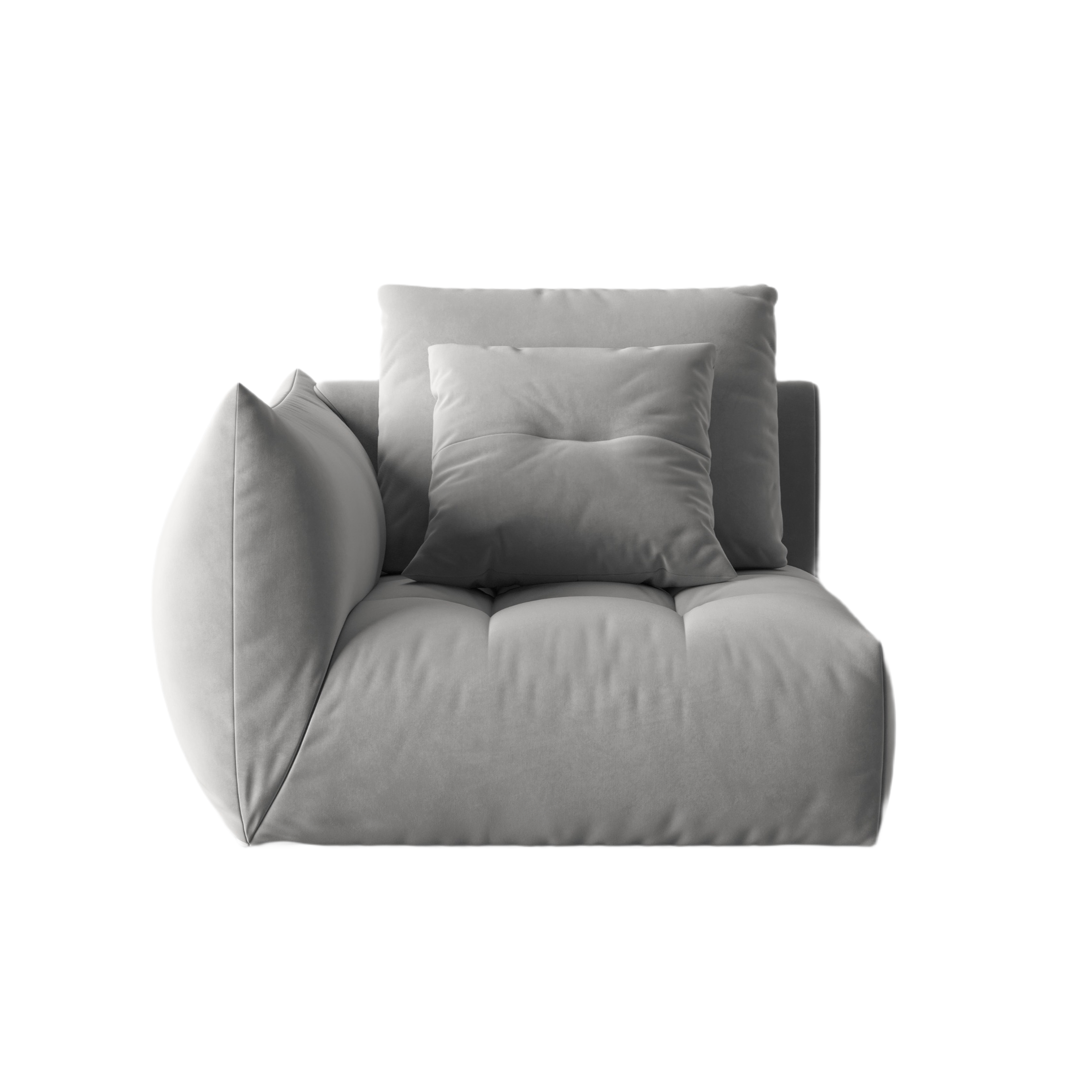 Sofa modułowa aksamitna BLOOM - element lewostronny szary