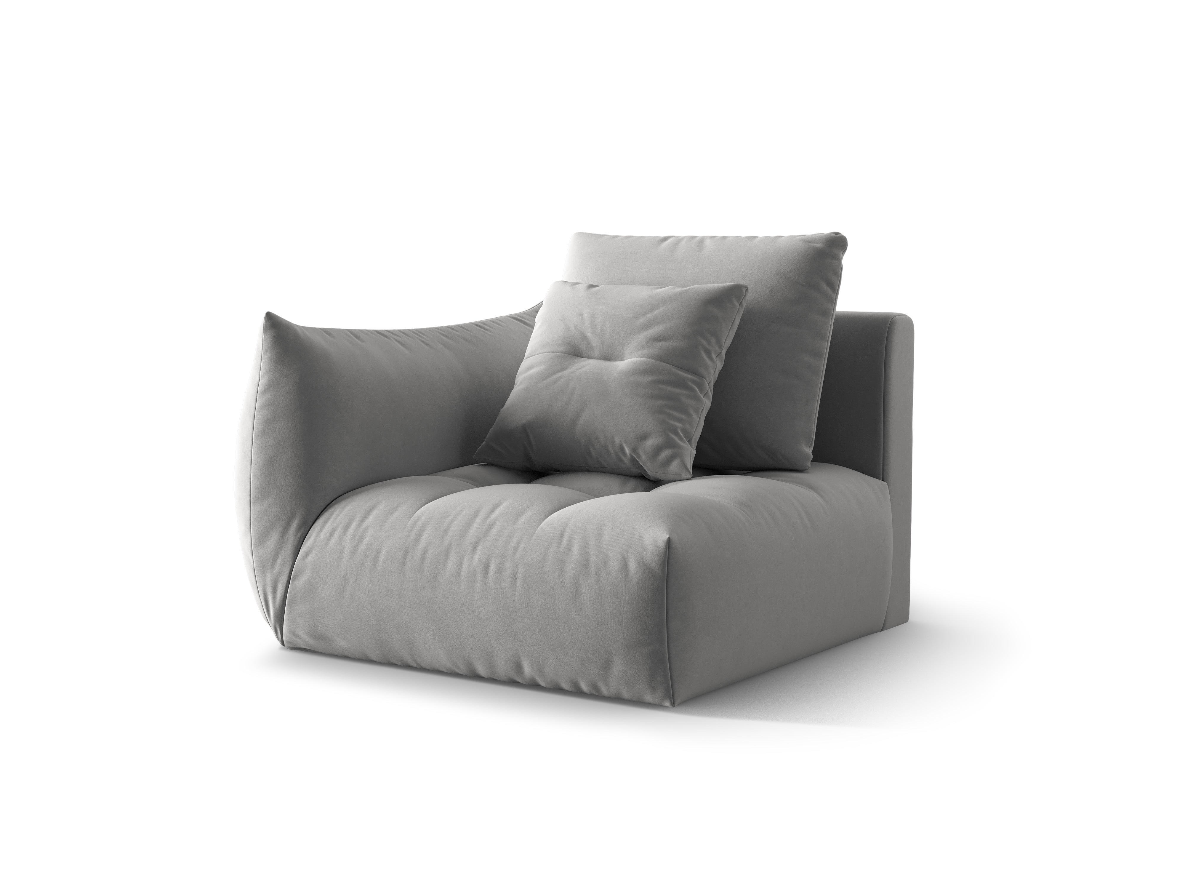Sofa modułowa aksamitna BLOOM - element lewostronny szary