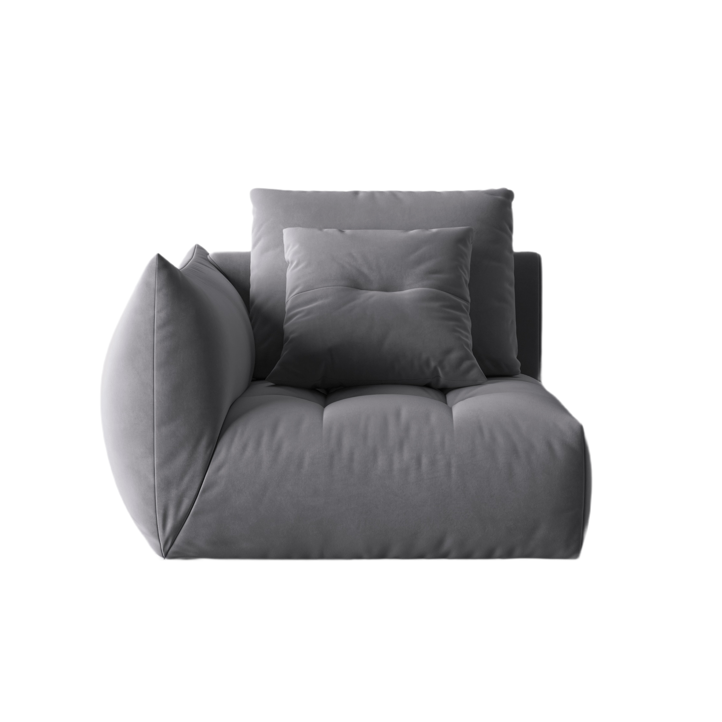 Sofa modułowa aksamitna BLOOM - element lewostronny ciemnoszary