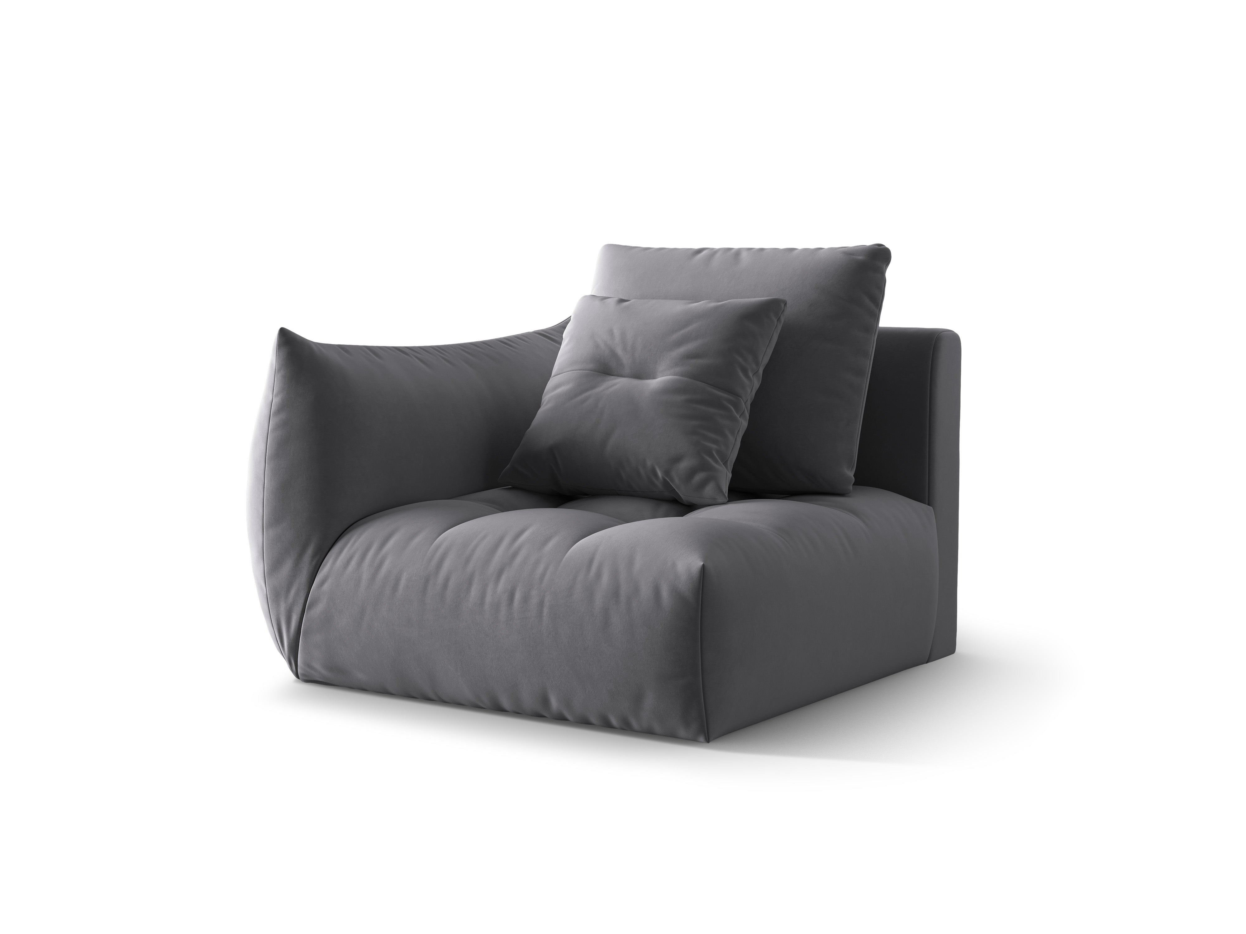 Sofa modułowa aksamitna BLOOM - element lewostronny ciemnoszary