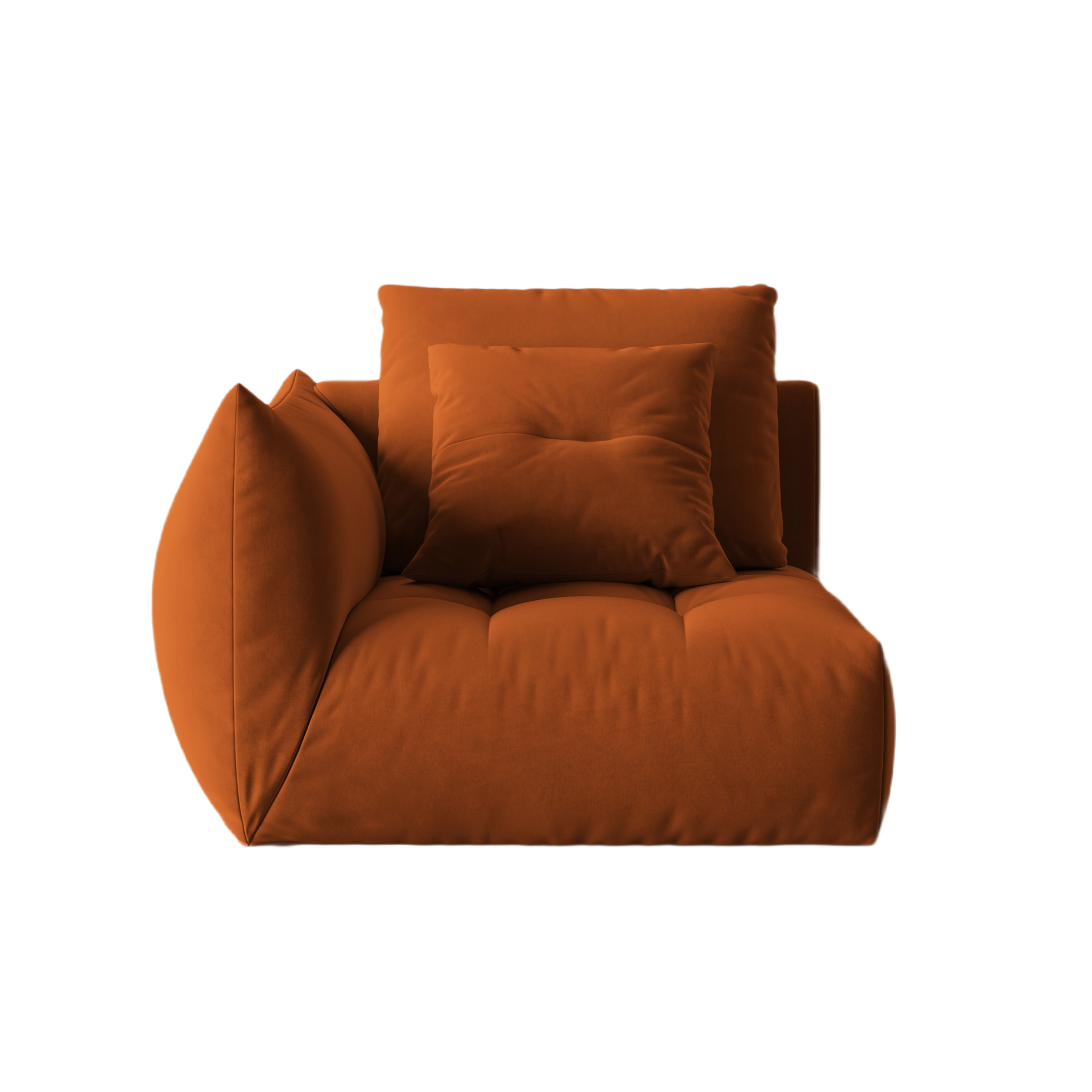 Sofa modułowa aksamitna BLOOM - element lewostronny terracotta