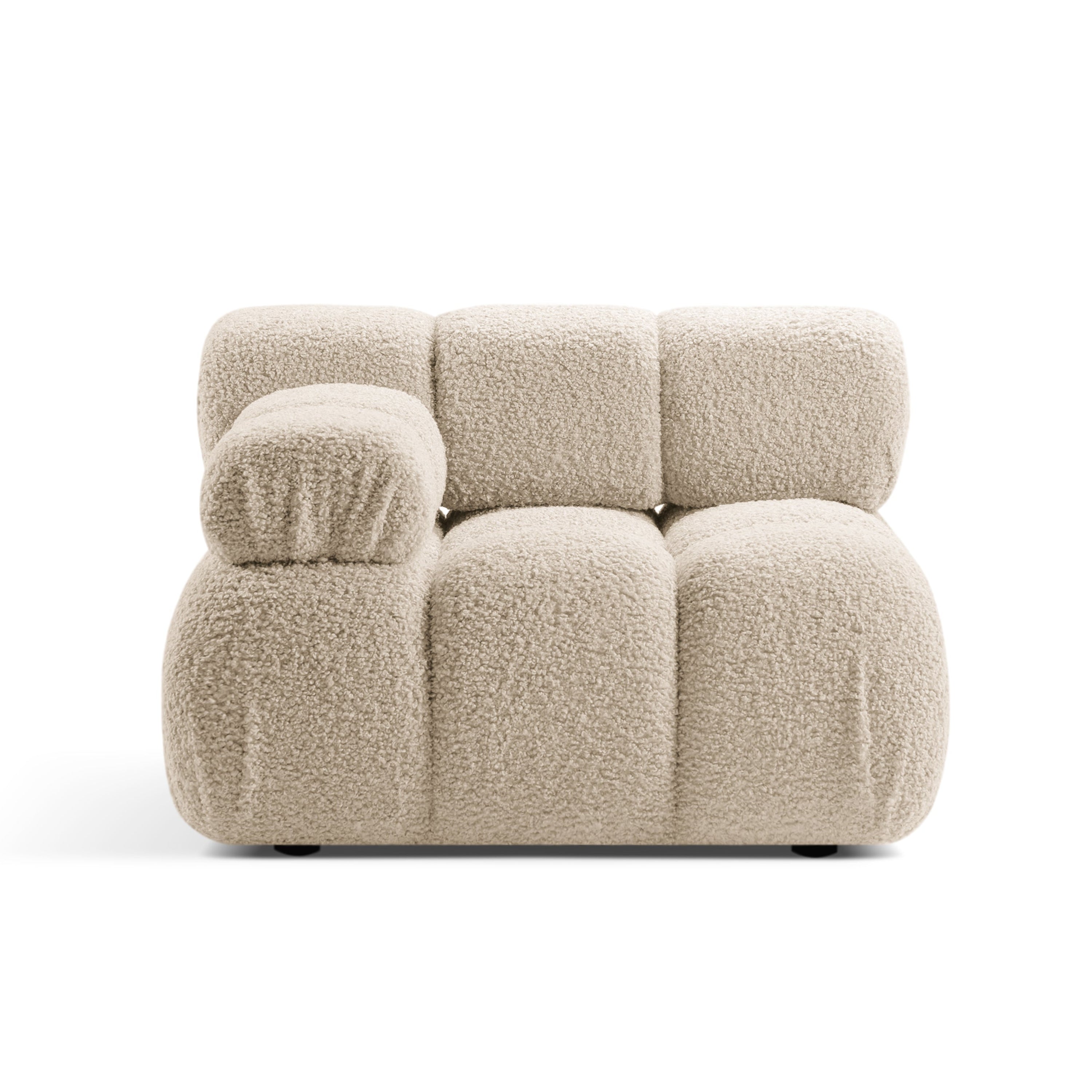 Sofa modułowa BELLIS - moduł lewostronny beżowy boucle