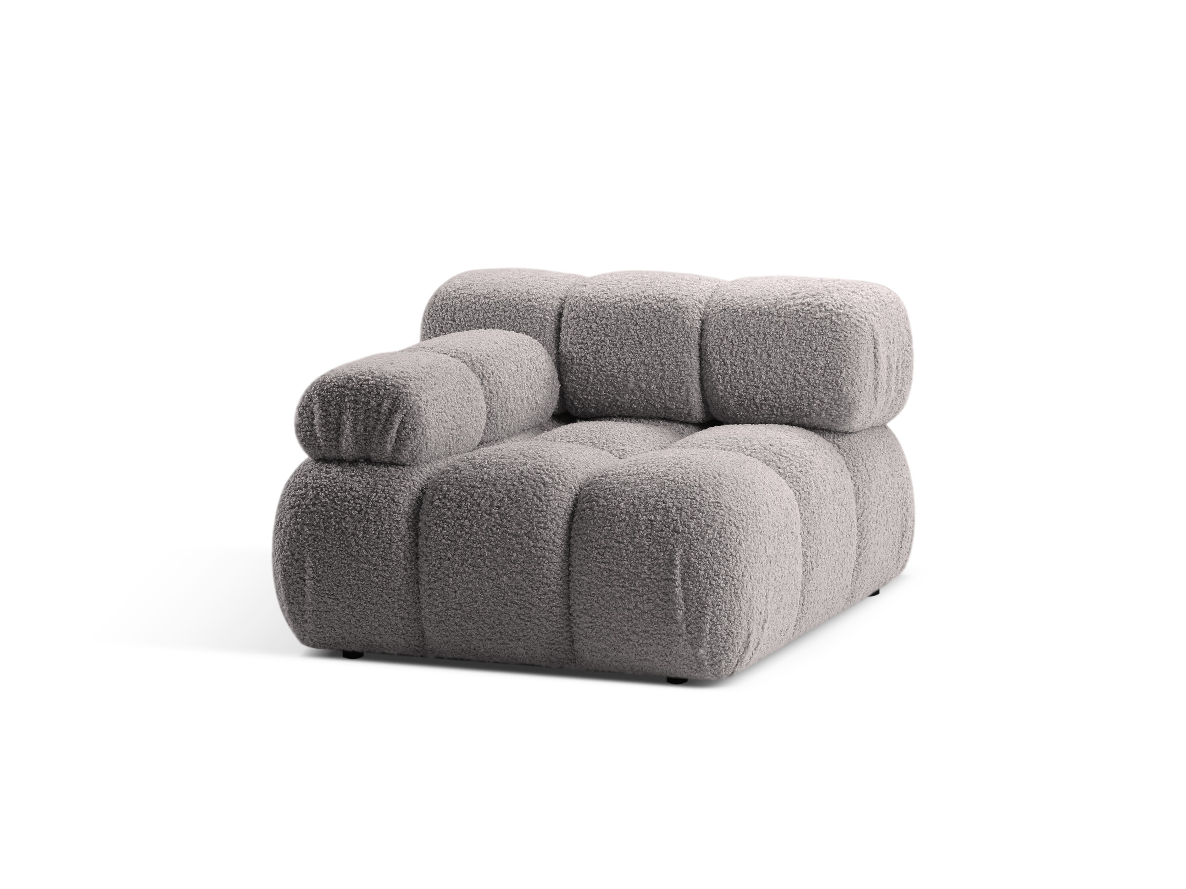 Sofa modułowa BELLIS - moduł lewostronny szary boucle