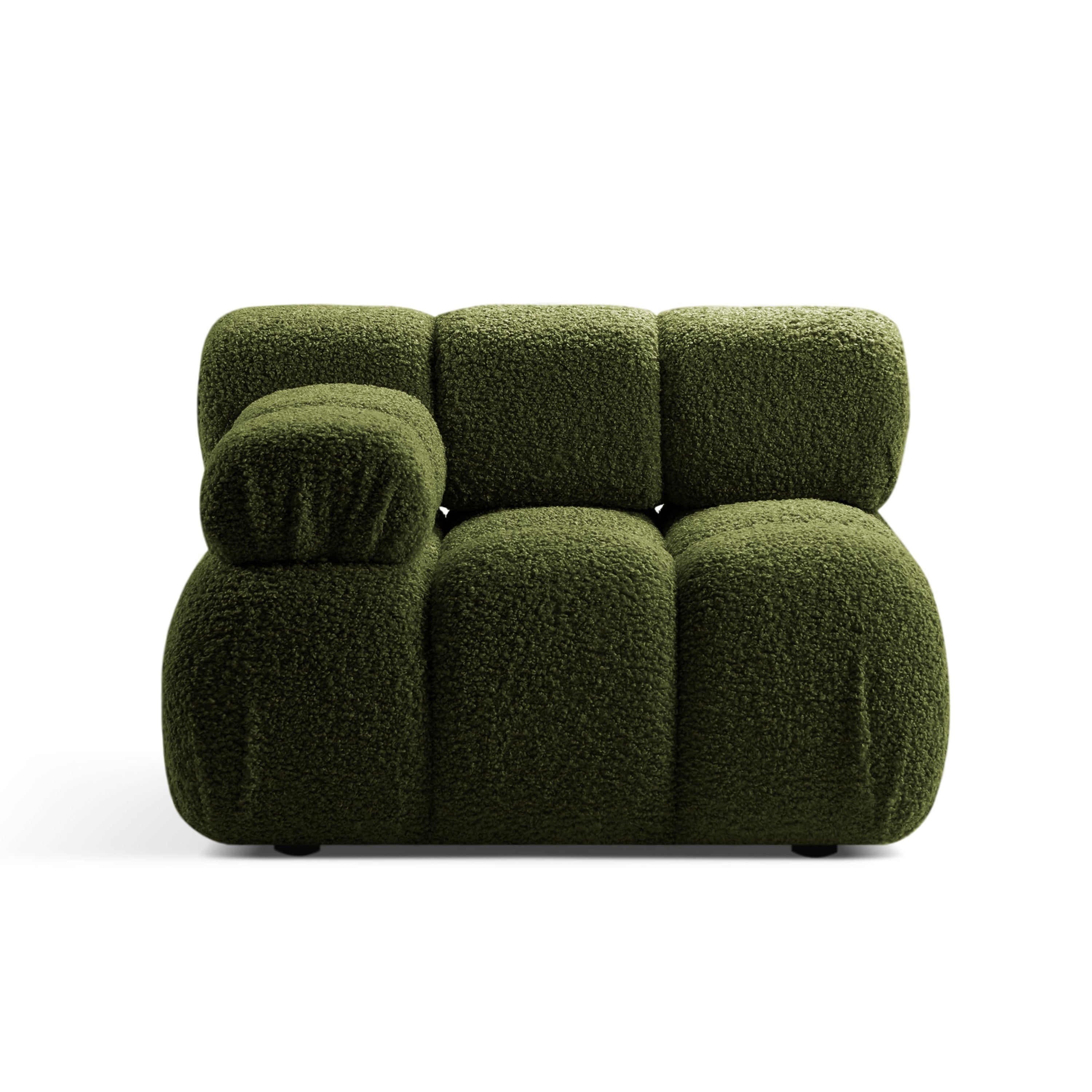 Sofa modułowa BELLIS - moduł lewostronny zielony boucle