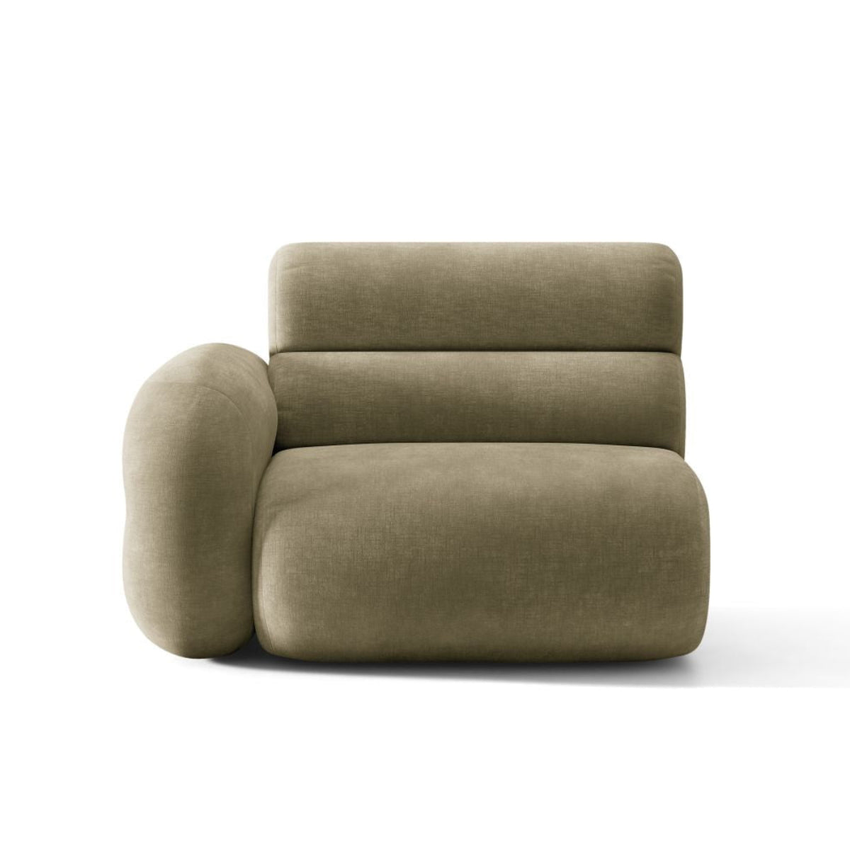 Sofa modułowa NEO - moduł lewostronny oliwkowy szenil