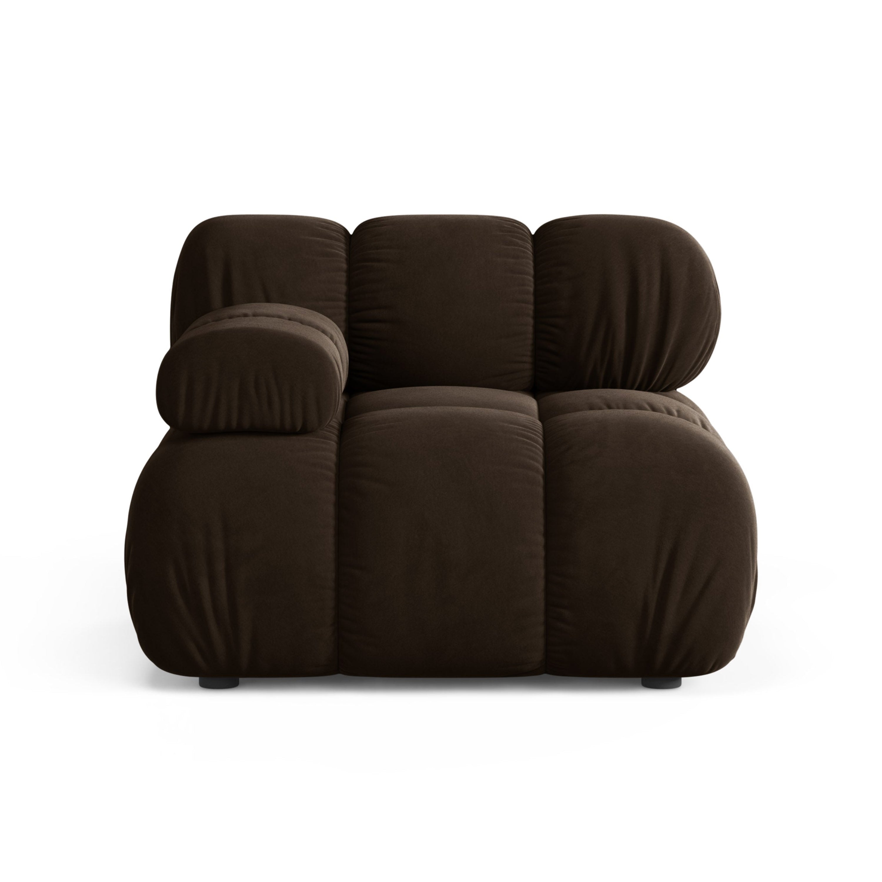 Sofa modułowa aksamitna BELLIS - moduł lewostronny czekoladowy