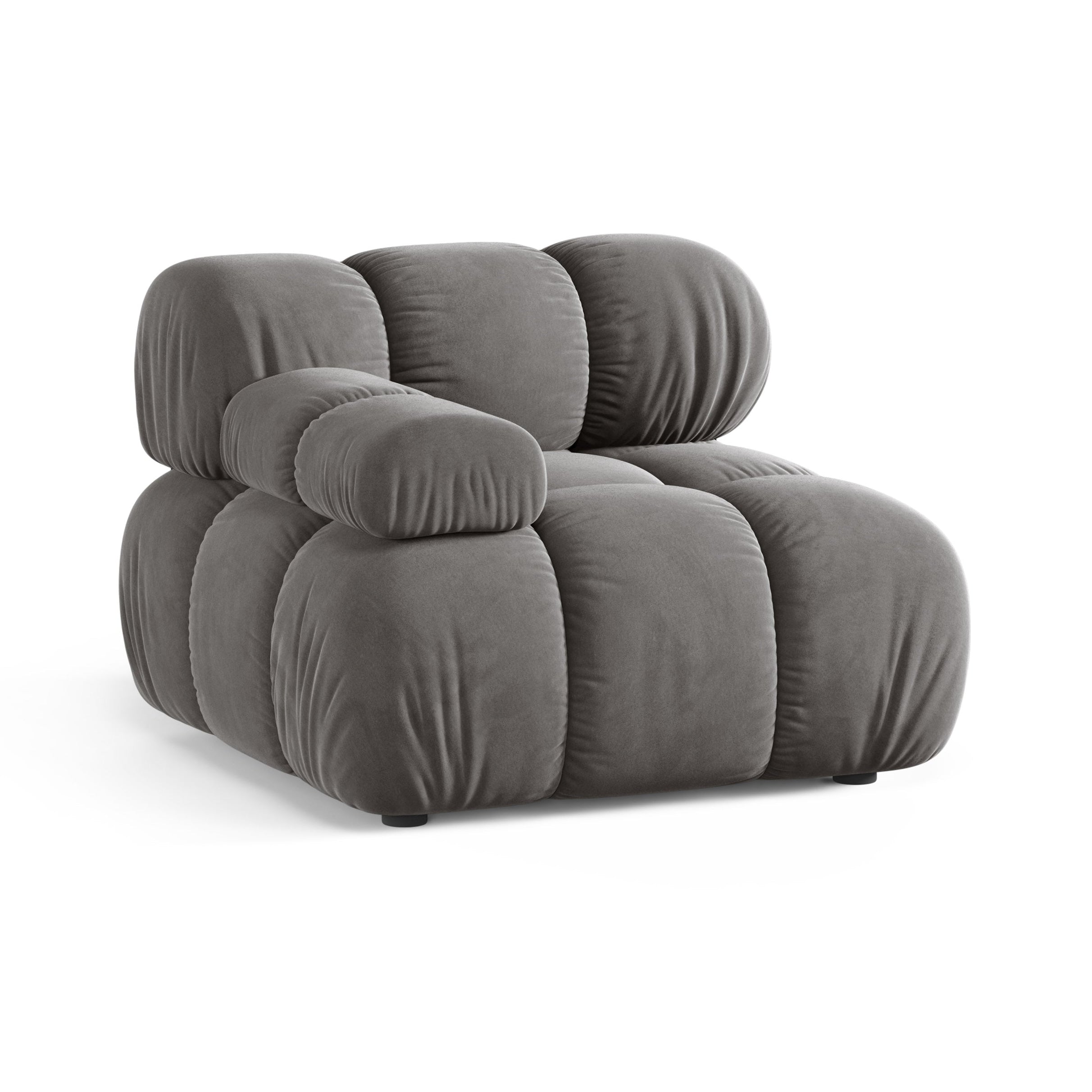 Sofa modułowa aksamitna BELLIS - moduł lewostronny szary