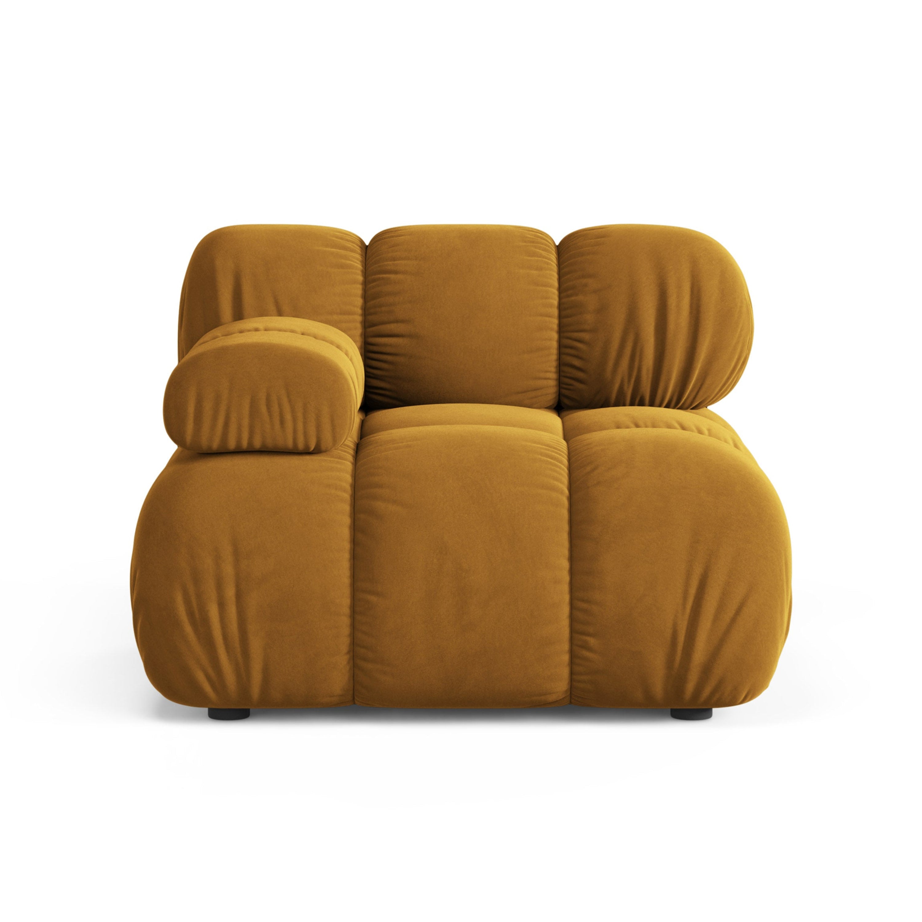 Sofa modułowa aksamitna BELLIS - moduł lewostronny musztardowy