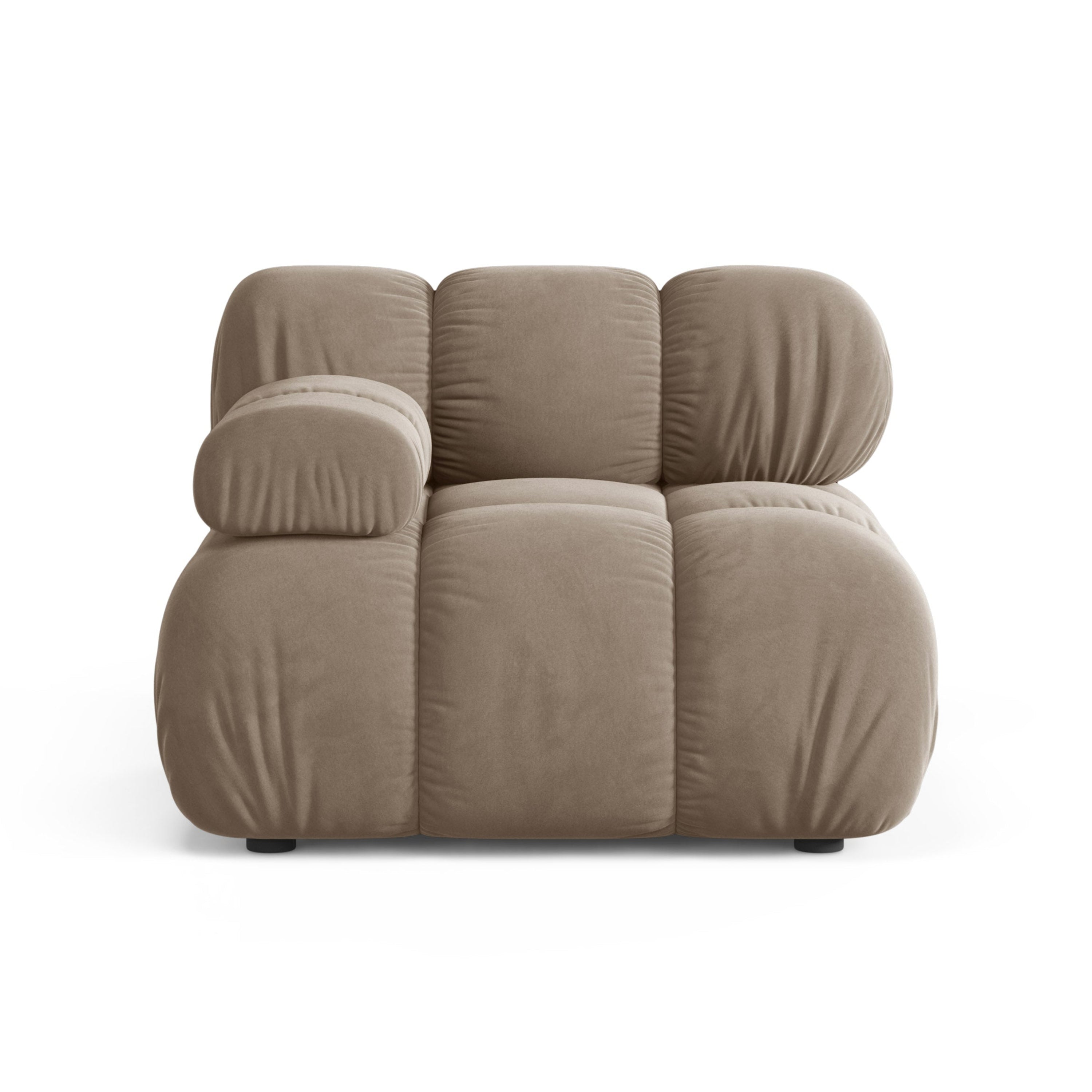 Sofa modułowa aksamitna BELLIS - moduł lewostronny cappuccino