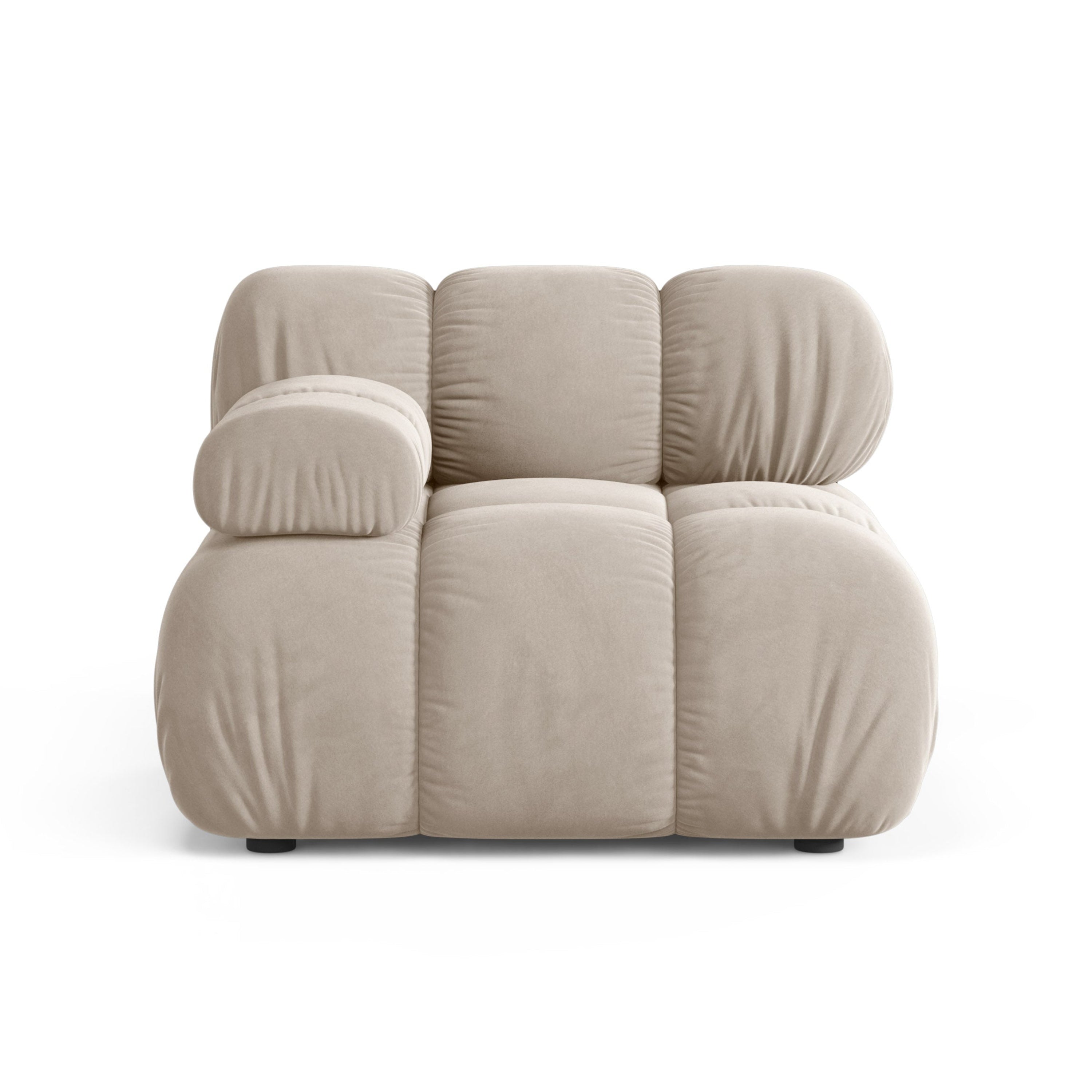 Sofa modułowa aksamitna BELLIS - moduł lewostronny beżowy