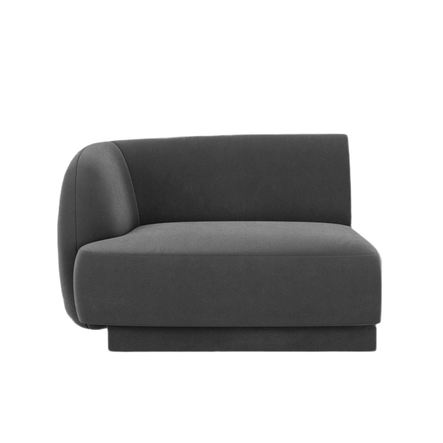 Sofa modułowa aksamitna MILEY - moduł lewostronny szary
