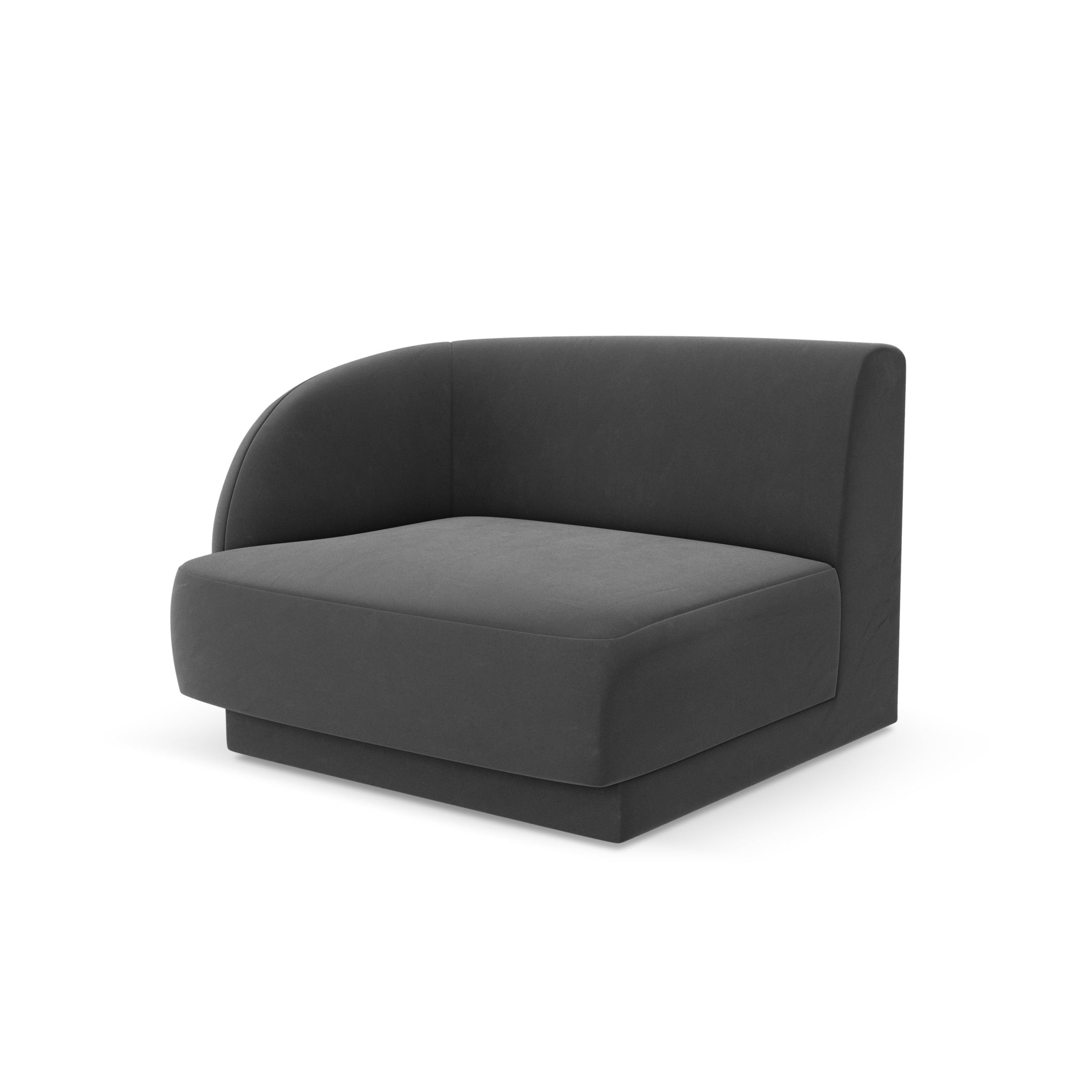 Sofa modułowa aksamitna MILEY - moduł lewostronny szary