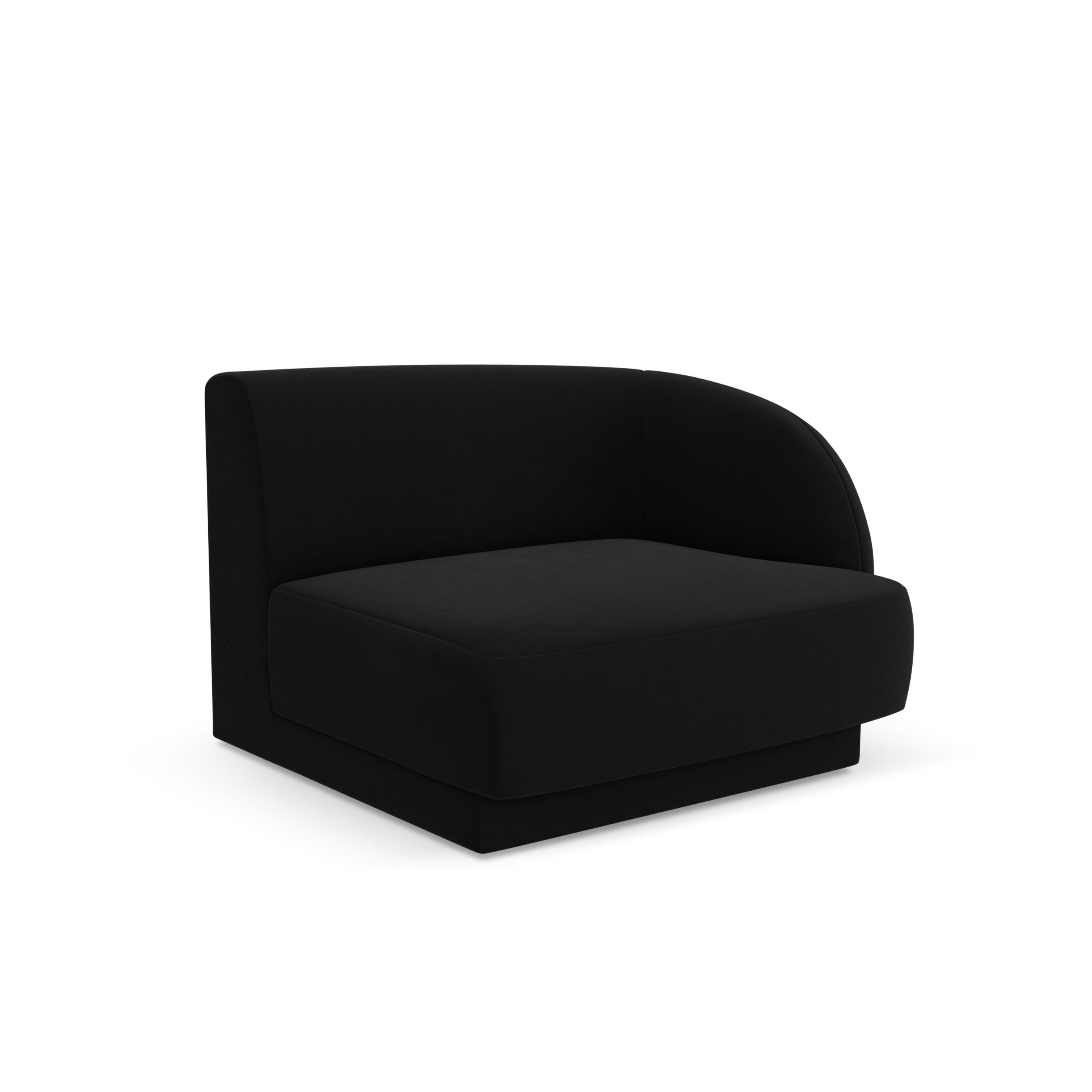 Sofa modułowa aksamitna MILEY - moduł prawostronny czarny
