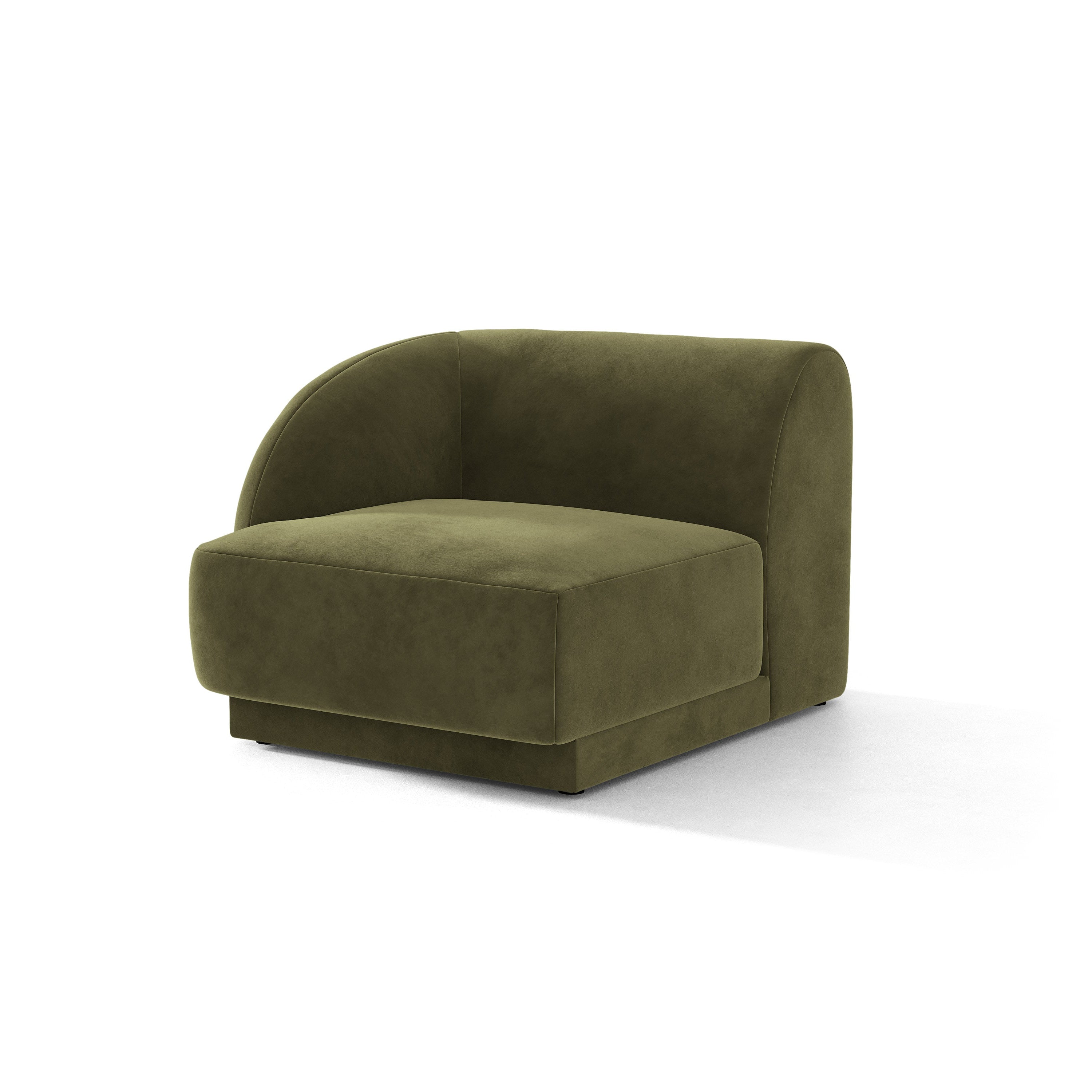 Sofa modułowa aksamitna MILEY - moduł lewostronny zielony do salonu