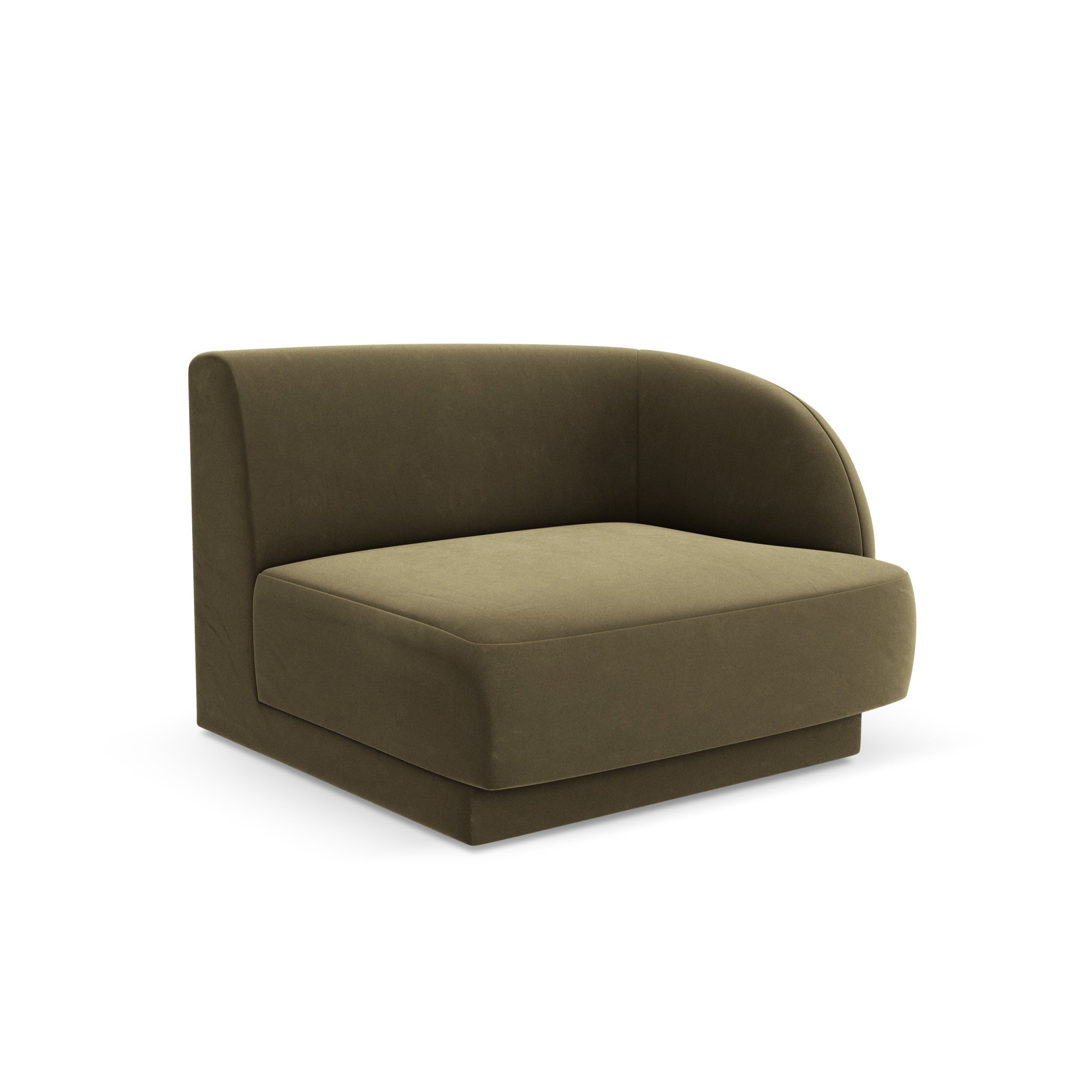 Sofa modułowa aksamitna MILEY - moduł prawostronny zielony