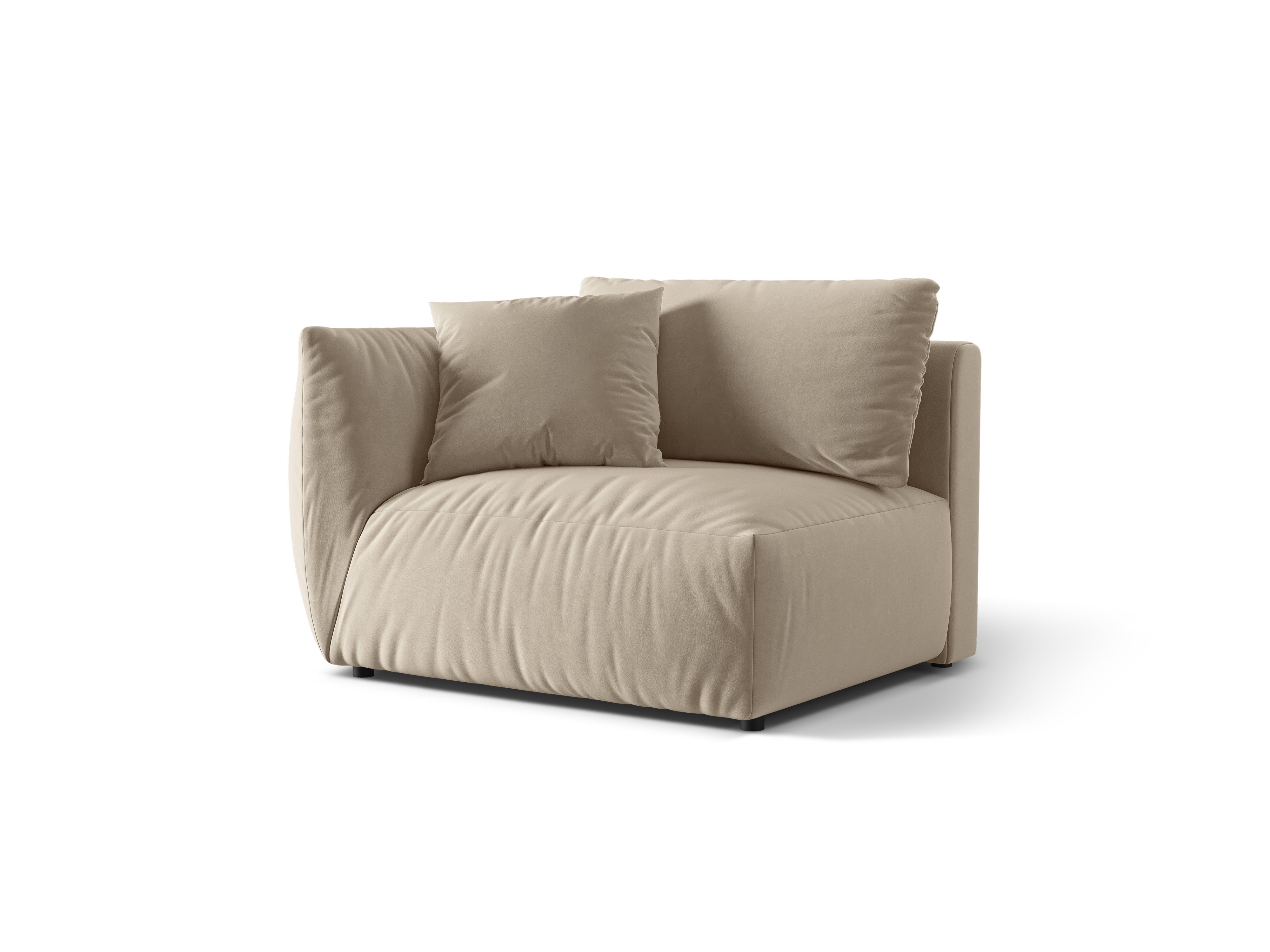 Sofa modułowa aksamitna CHRIS - element szeroki lewostronny ecru