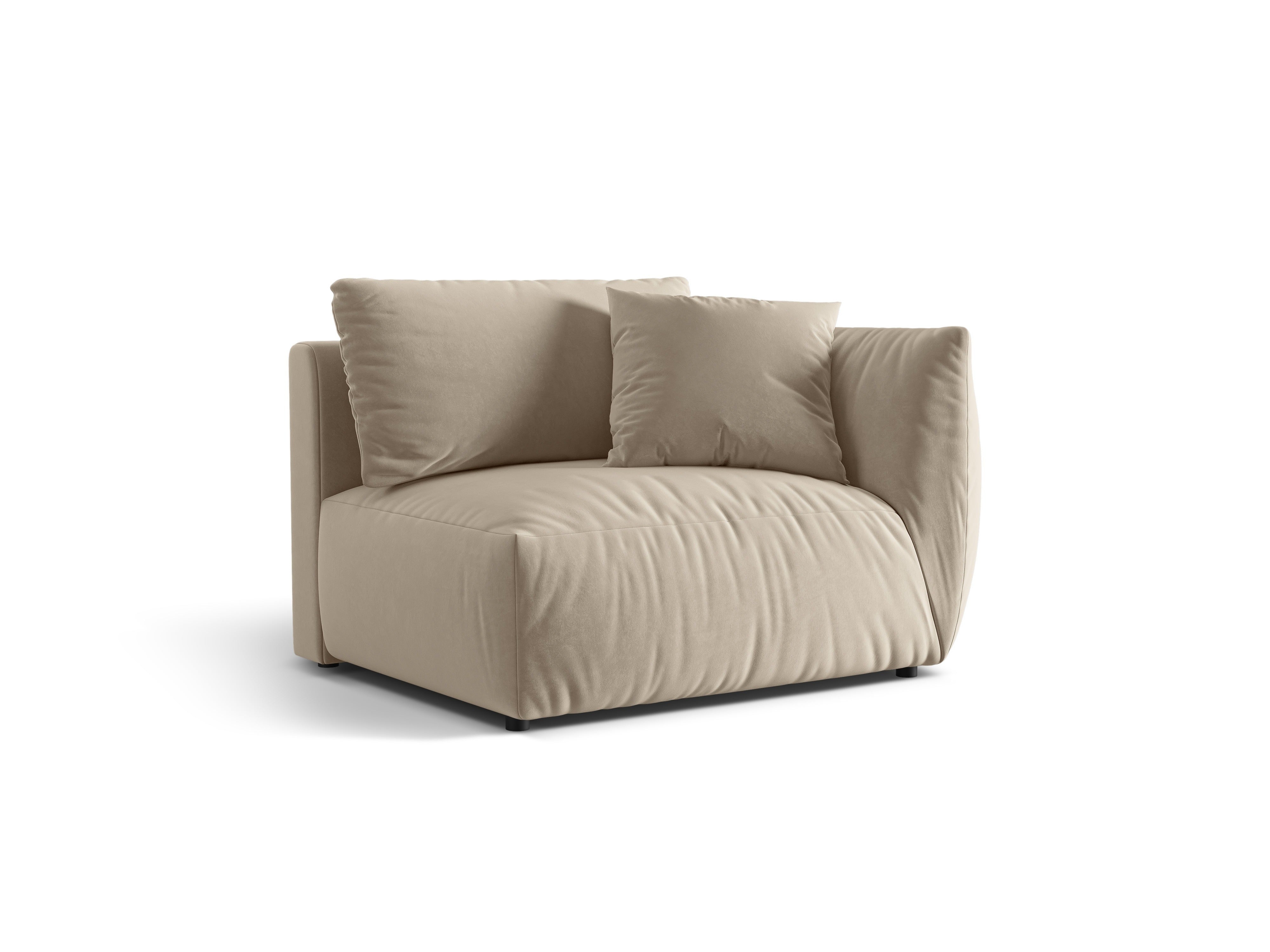 Sofa modułowa aksamitna CHRIS - element szeroki prawostronny ecru