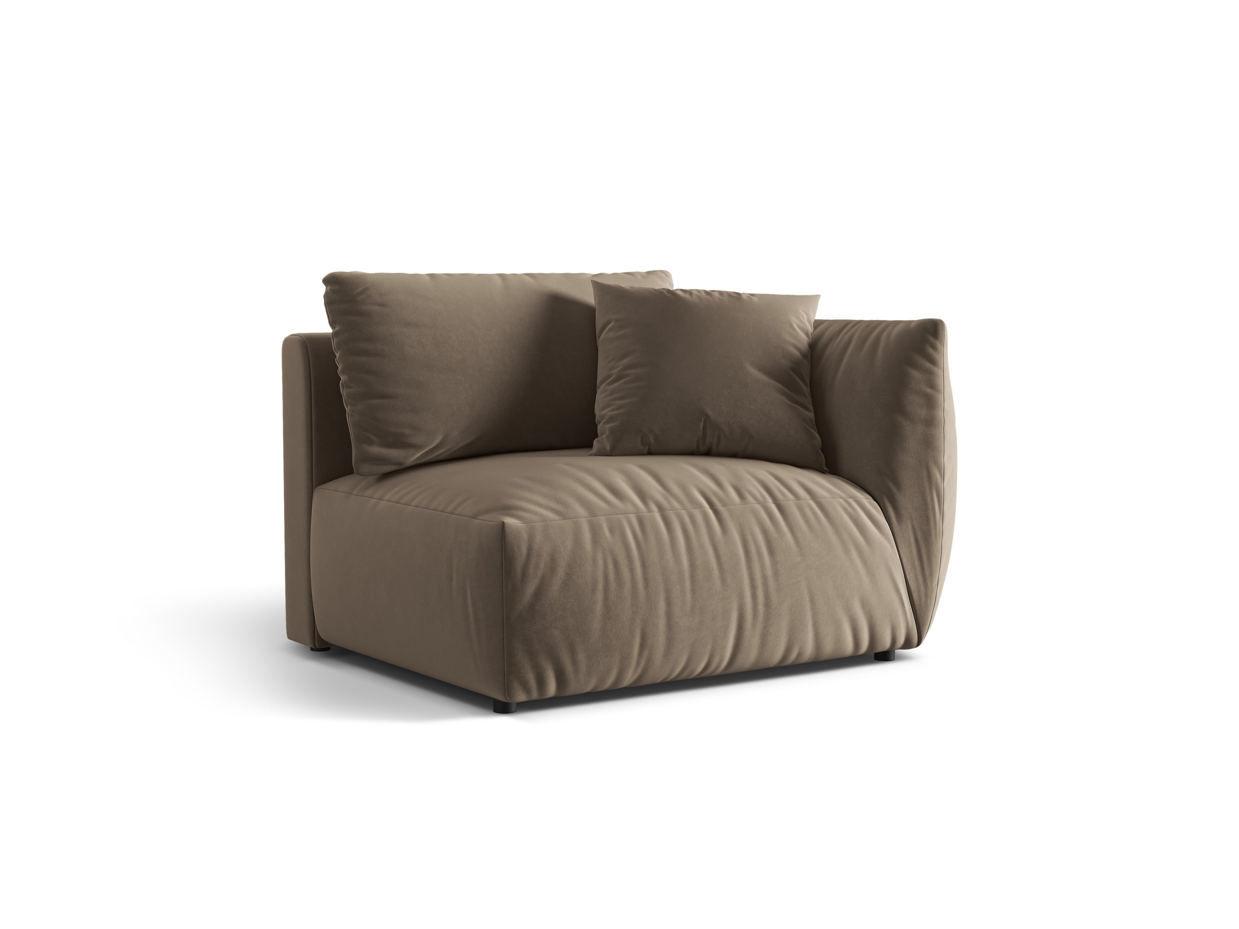 Sofa modułowa aksamitna CHRIS - element prawostronny jasnobrązowy