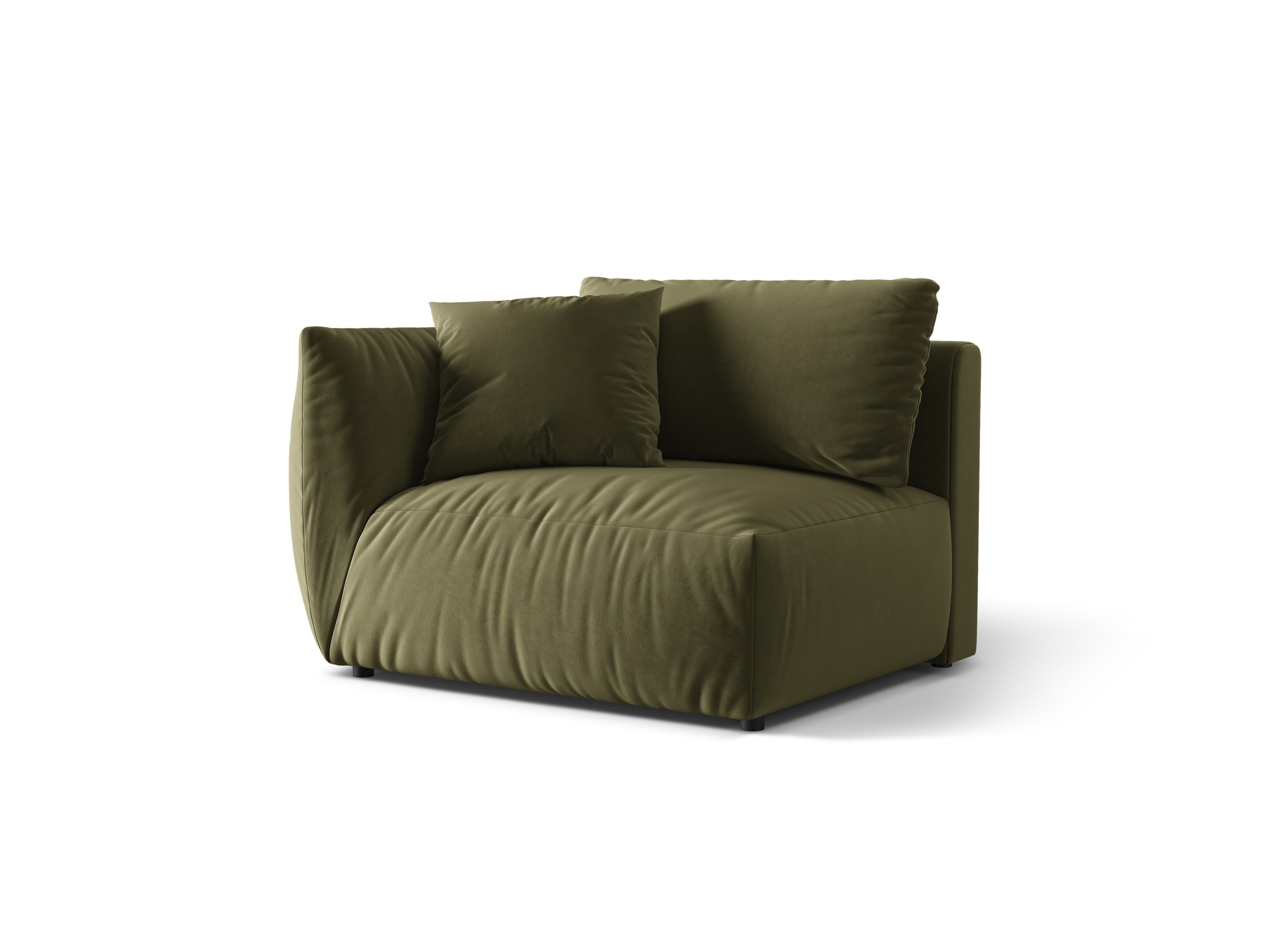 Sofa modułowa aksamitna CHRIS - element szeroki lewostronny jasnozielony