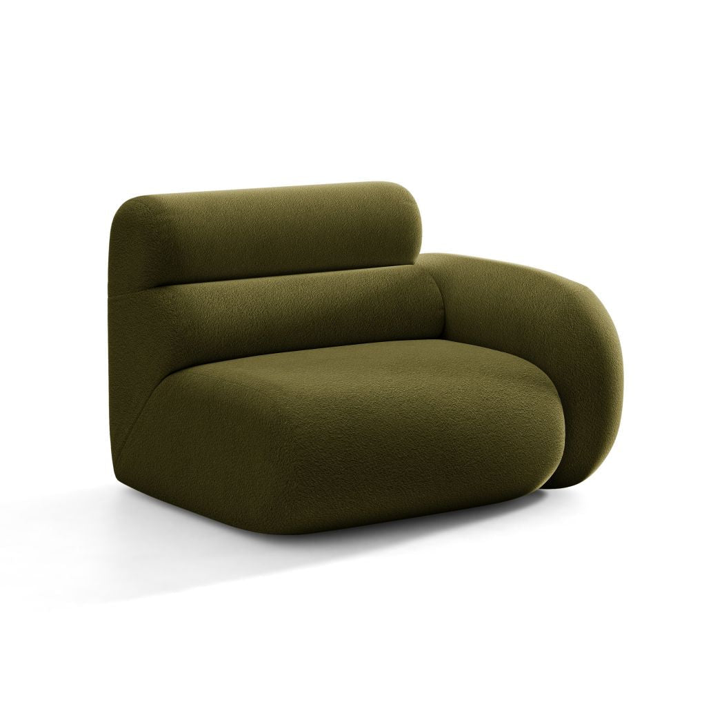 Sofa modułowa NEO - moduł prawostronny oliwkowy boucle