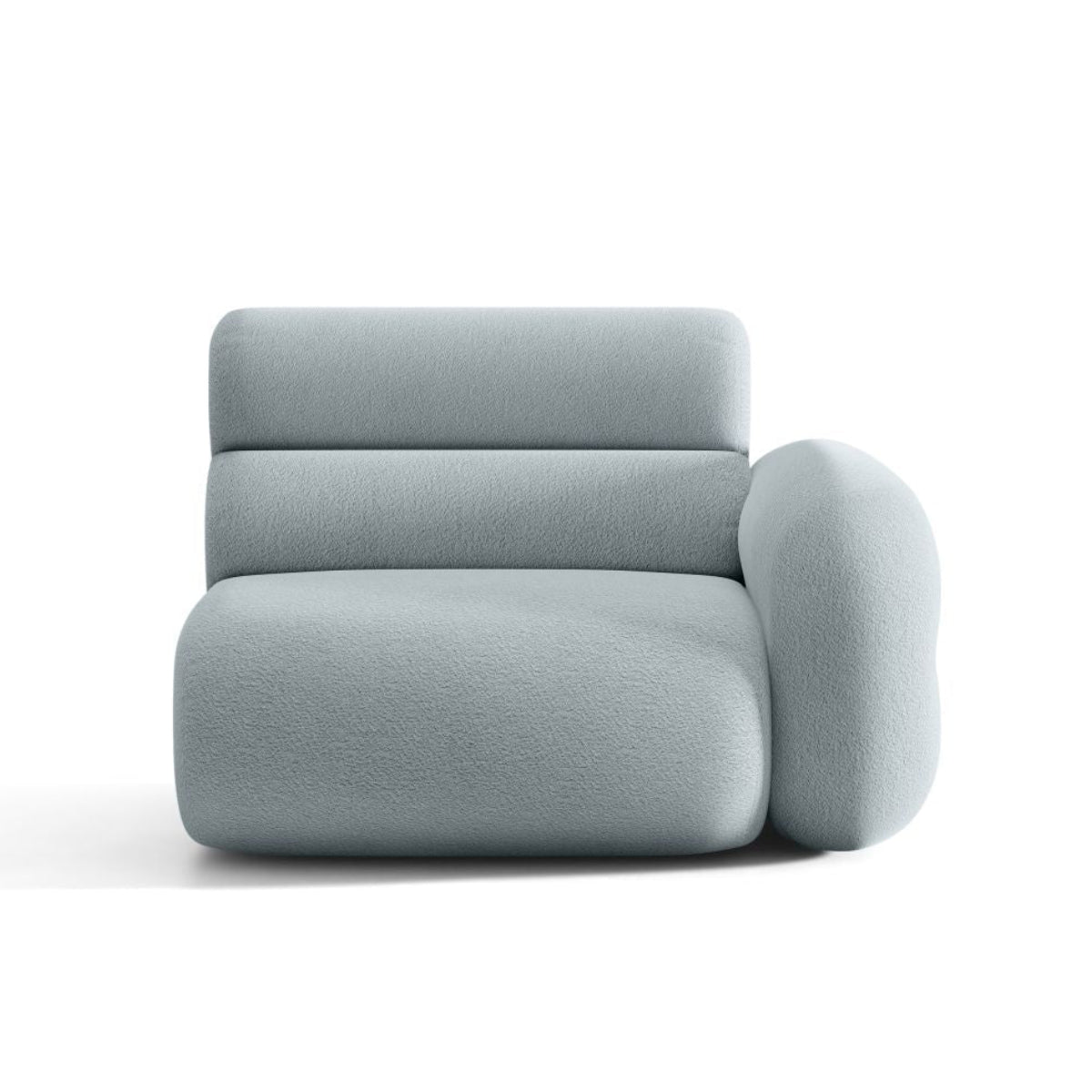 Sofa modułowa NEO - moduł prawostronny błękitny boucle