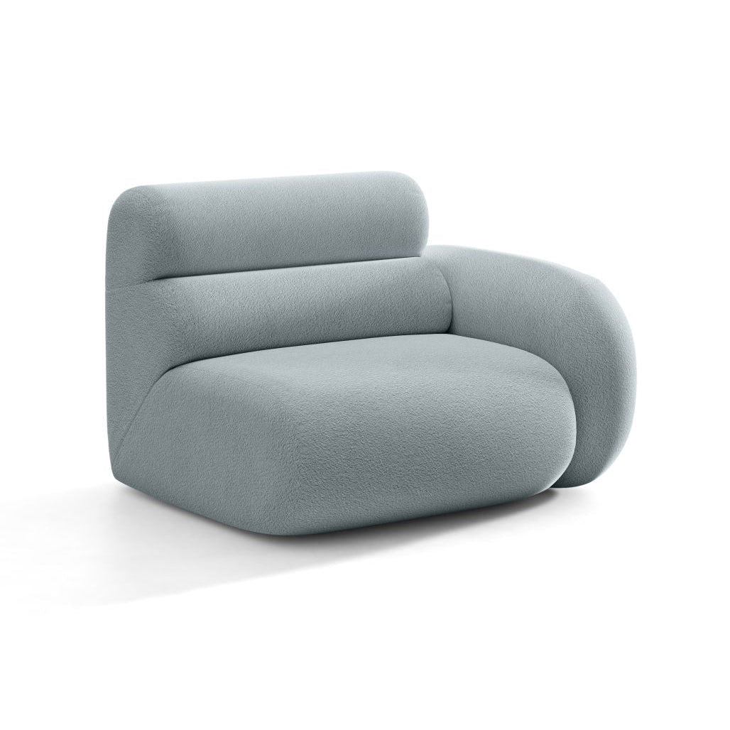 Sofa modułowa NEO - moduł prawostronny błękitny boucle