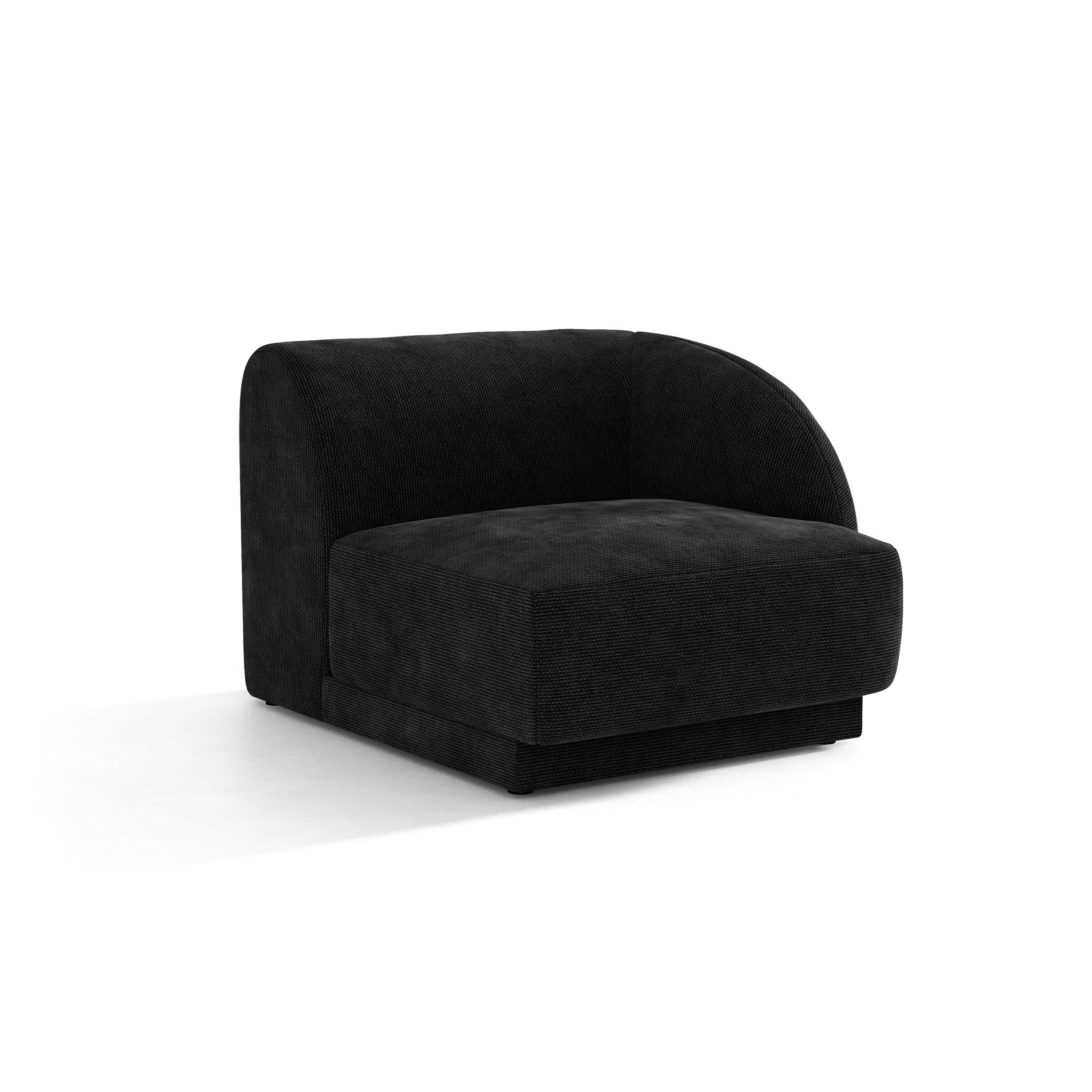 Sofa modułowa MILEY - moduł prawostronny czarny szenil jedwabisty do salonu