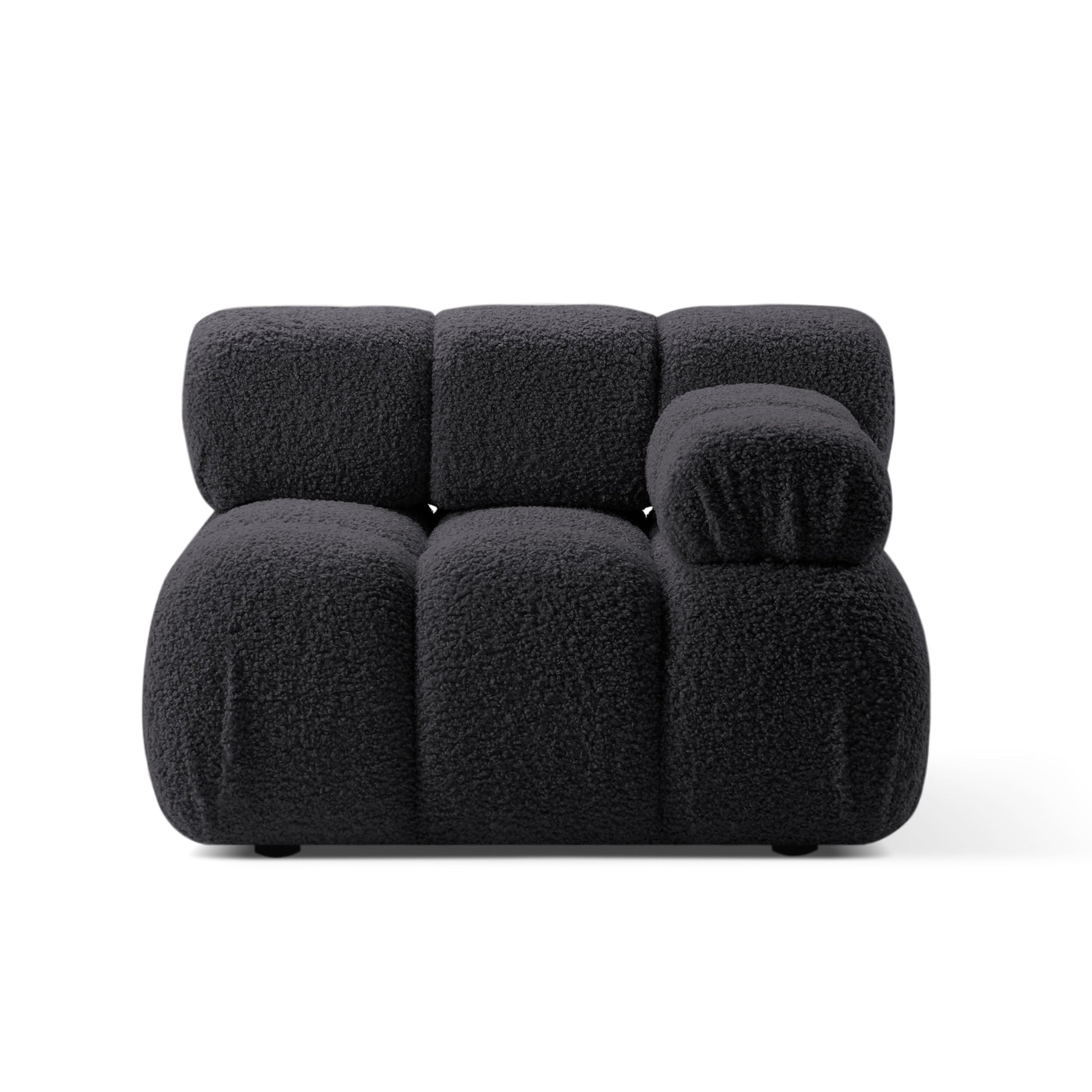 Sofa modułowa BELLIS - moduł prawostronny grafitowy boucle