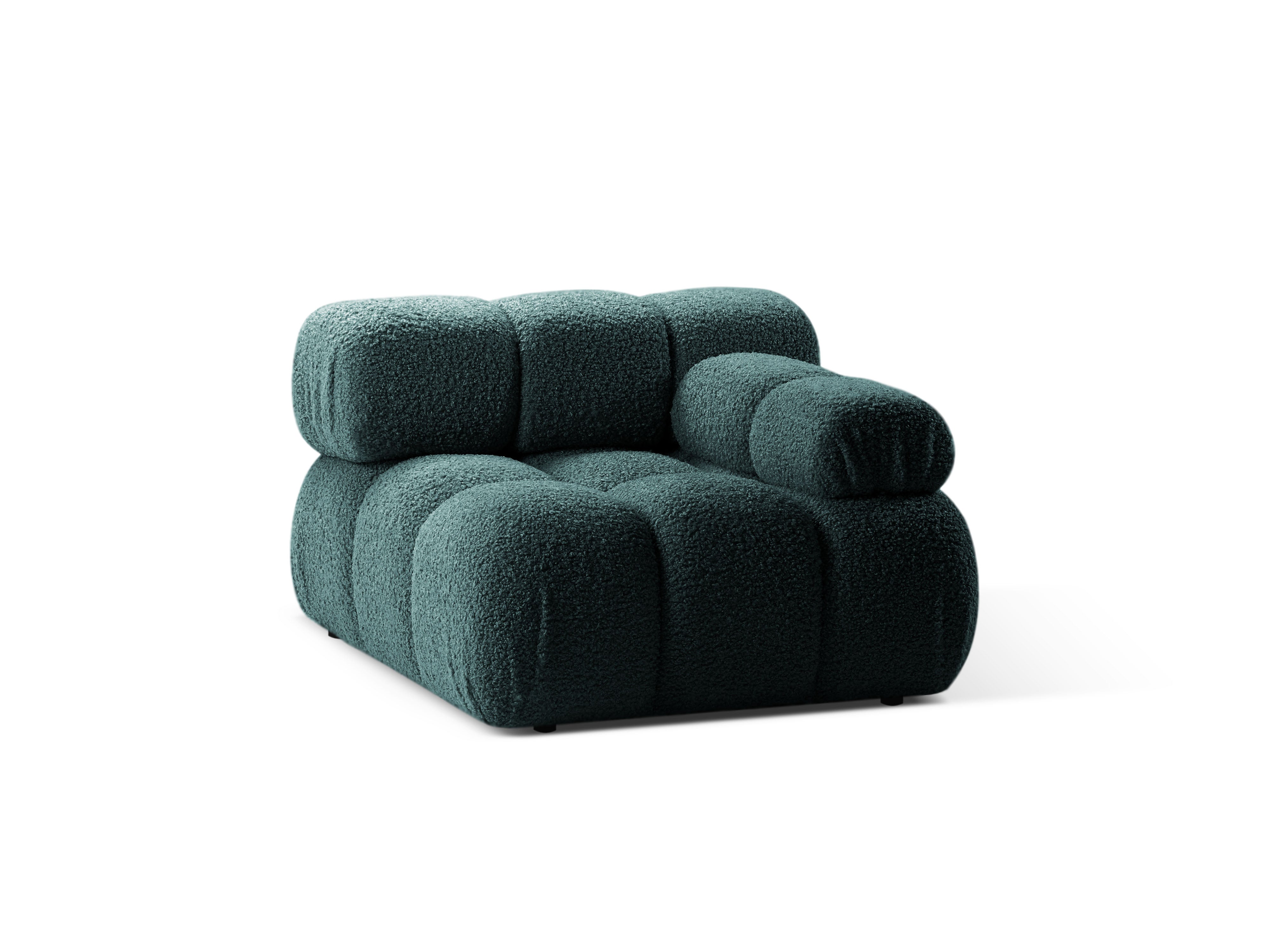Sofa modułowa BELLIS - moduł prawostronny głęboki petrol boucle