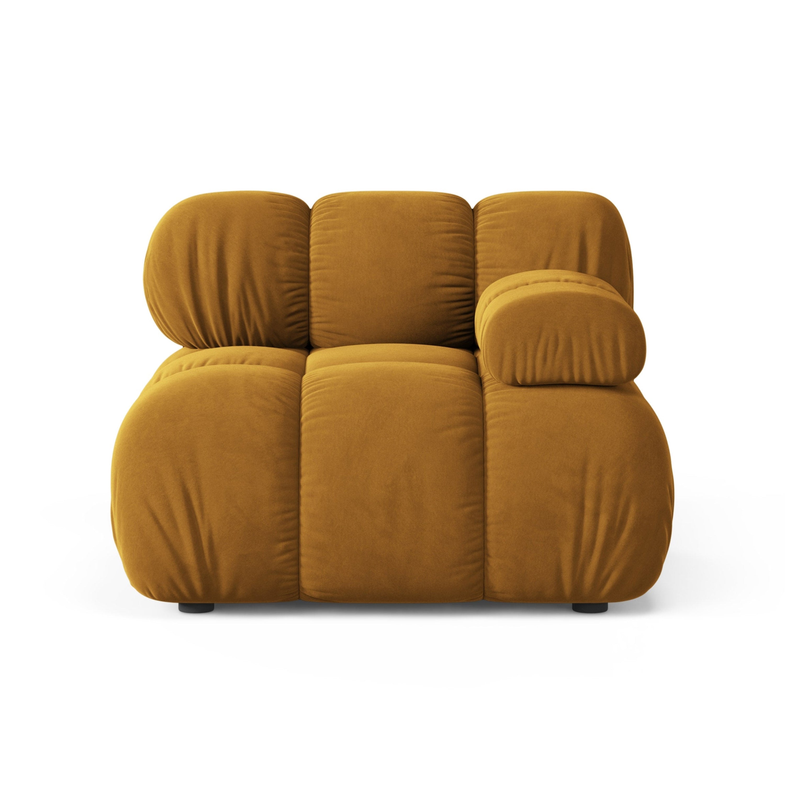 Sofa modułowa aksamitna BELLIS - moduł prawostronny musztardowy