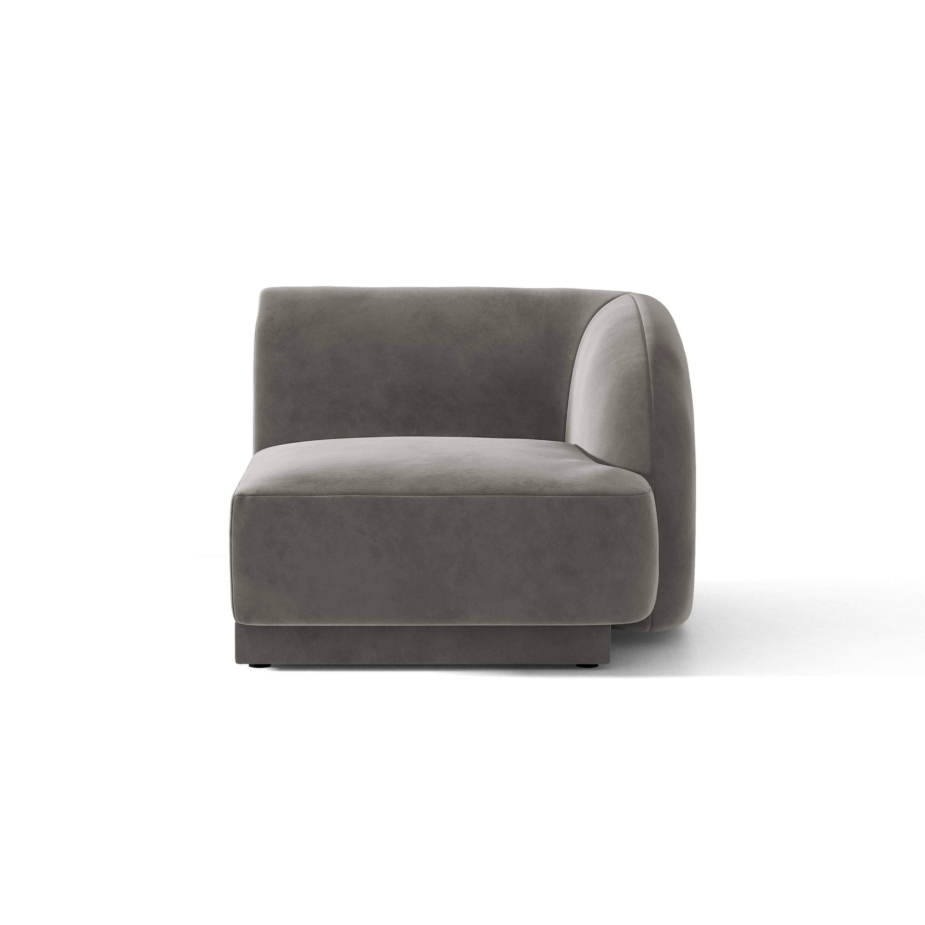 Sofa modułowa aksamitna MILEY - moduł prawostronny jasnoszary – Micadoni